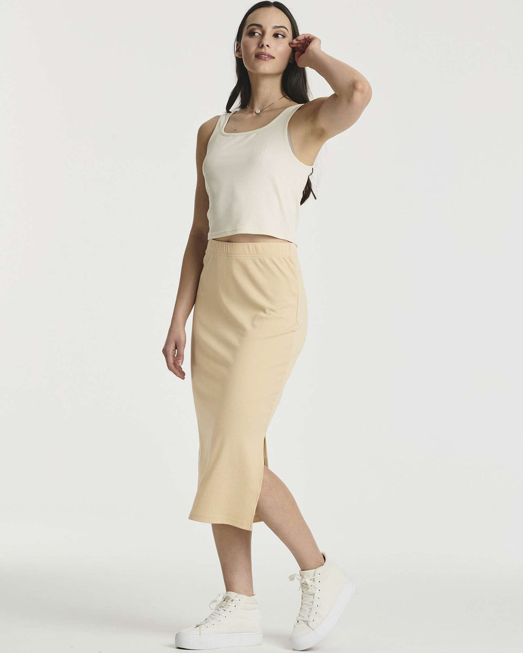 3 Pack: Women's Midi Ribbed Knit Skirt