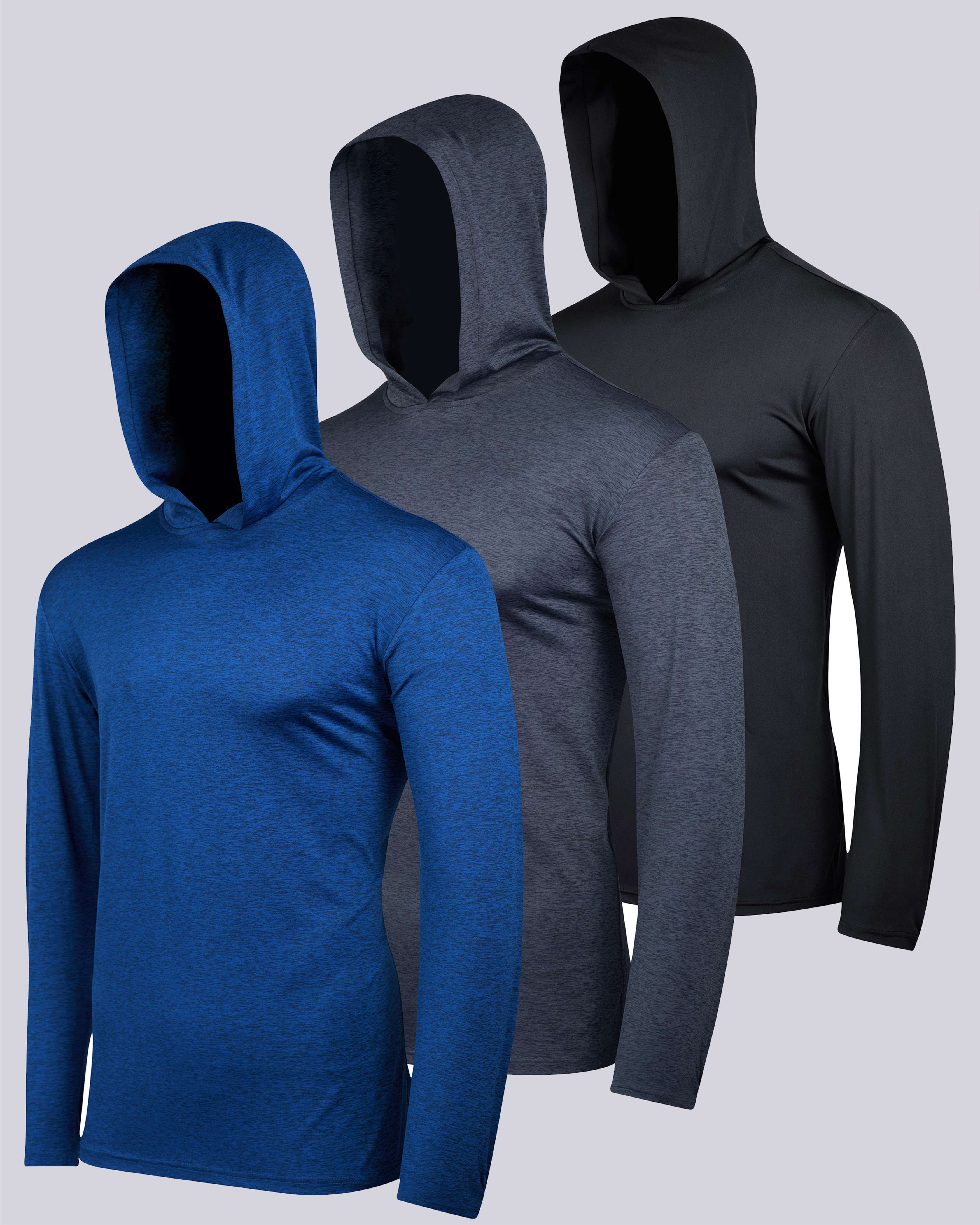 3 Pack: Mens Dry Fit Active Hoodie Pullover Sweatshirt