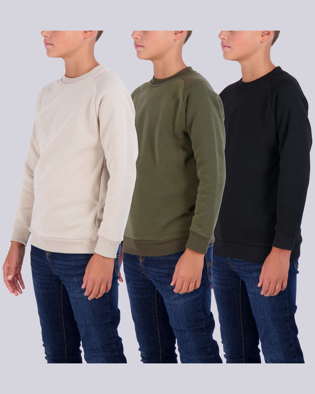 3 Pack: Boys Fleece Crew-Neck Pullover Sweatshirt