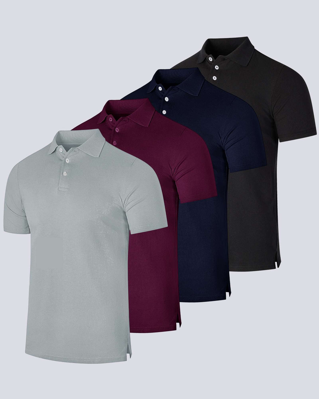 4 Pack: Men's Cotton Pique Short Sleeve Polo Shirt - Performance Polo (Available In Big & Tall)