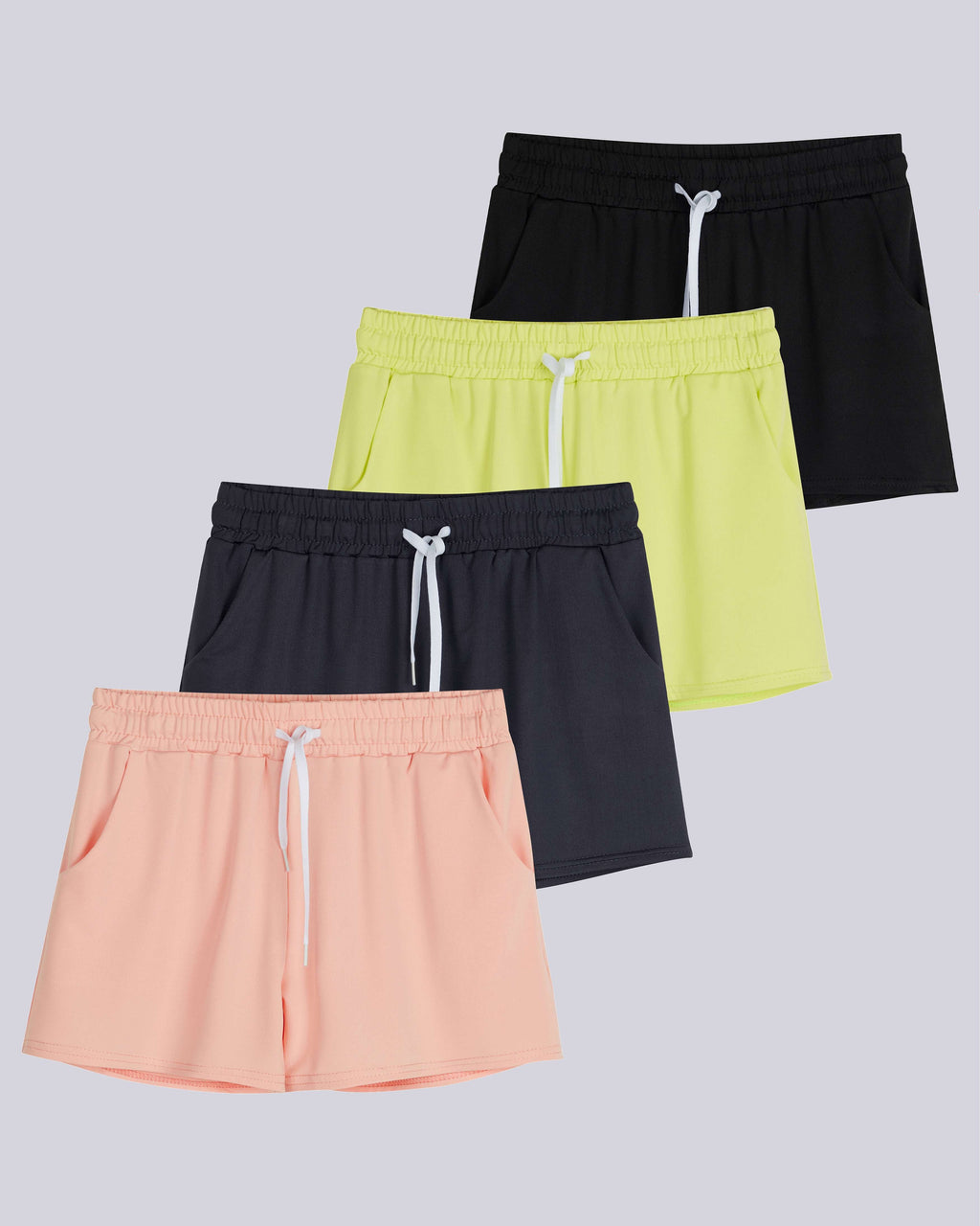 4 Pack: Girls Dry-Fit Active Shorts