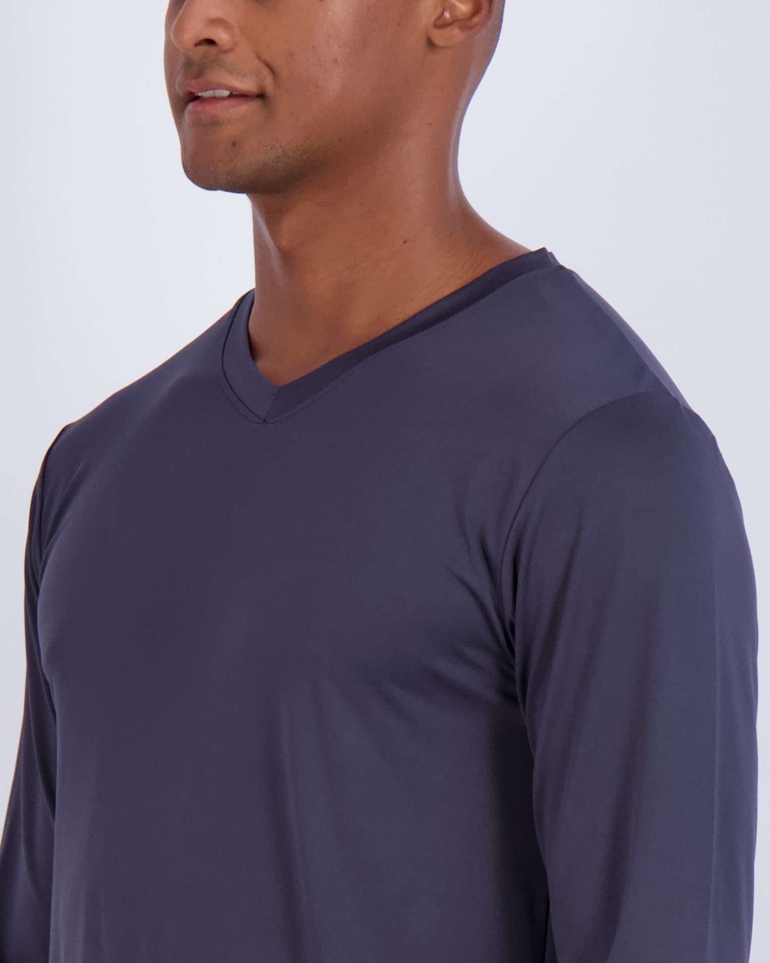 4 Pack: Mens V-Neck Long Sleeve Dry Fit T-Shirt