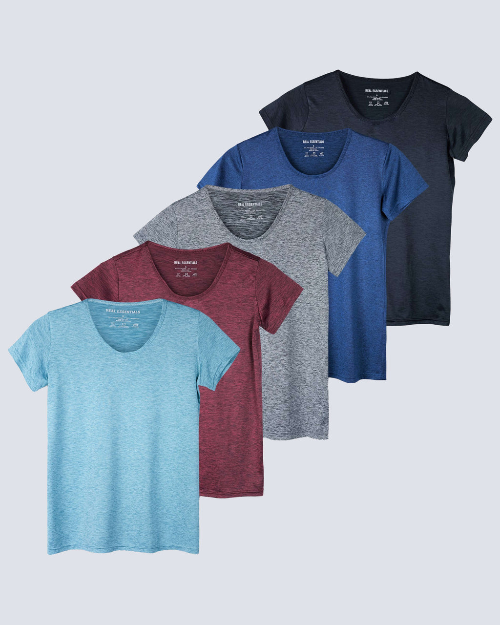 5 Pack: Womens Dry Fit Short-Sleeve Crew Neck Active T-Shirt