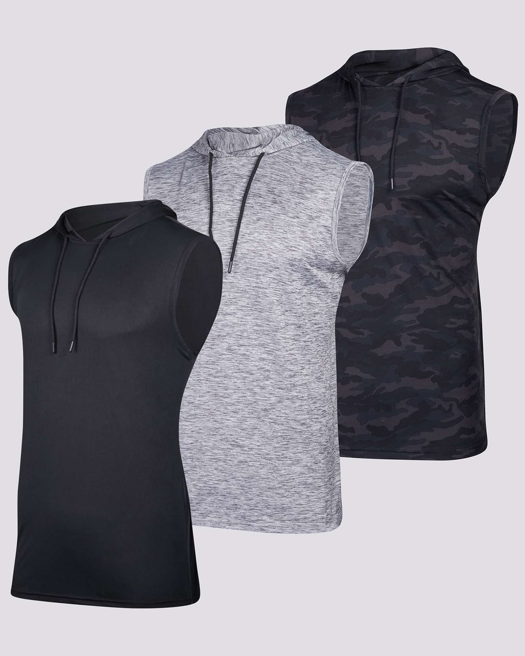 3 Pack: Men’s Dry-Fit Active Tank Top Hoodie