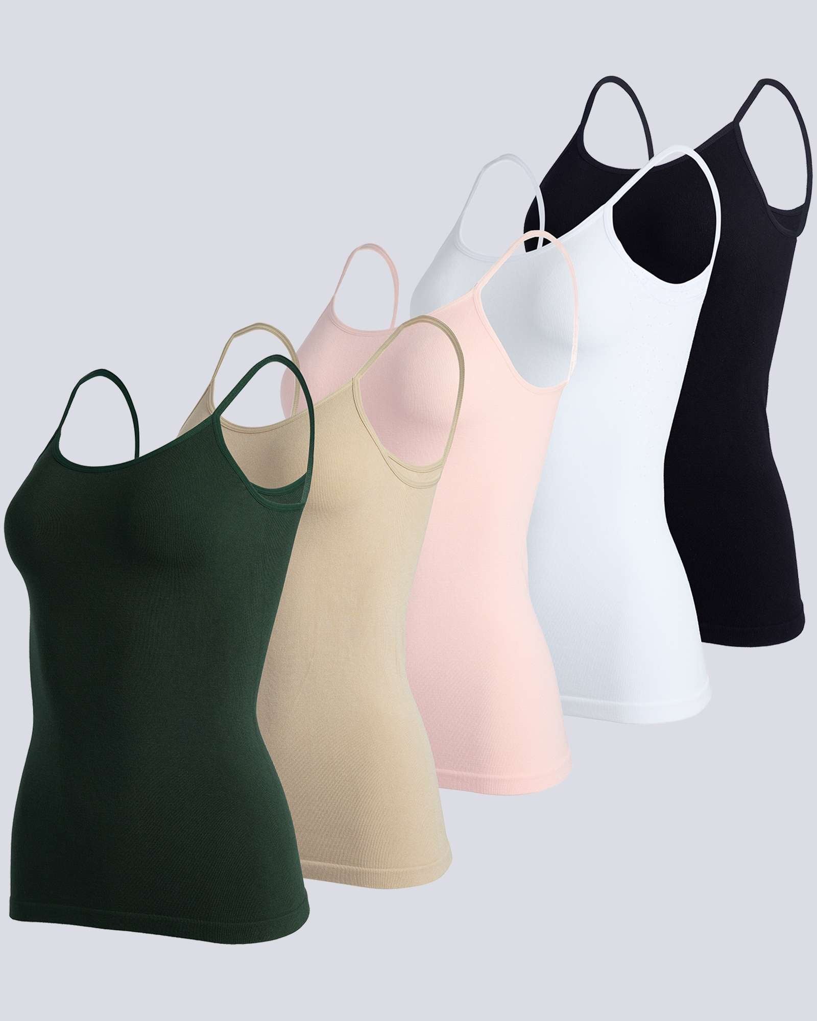5 Pack: Women's Ribbed Spaghetti Strap Camisole