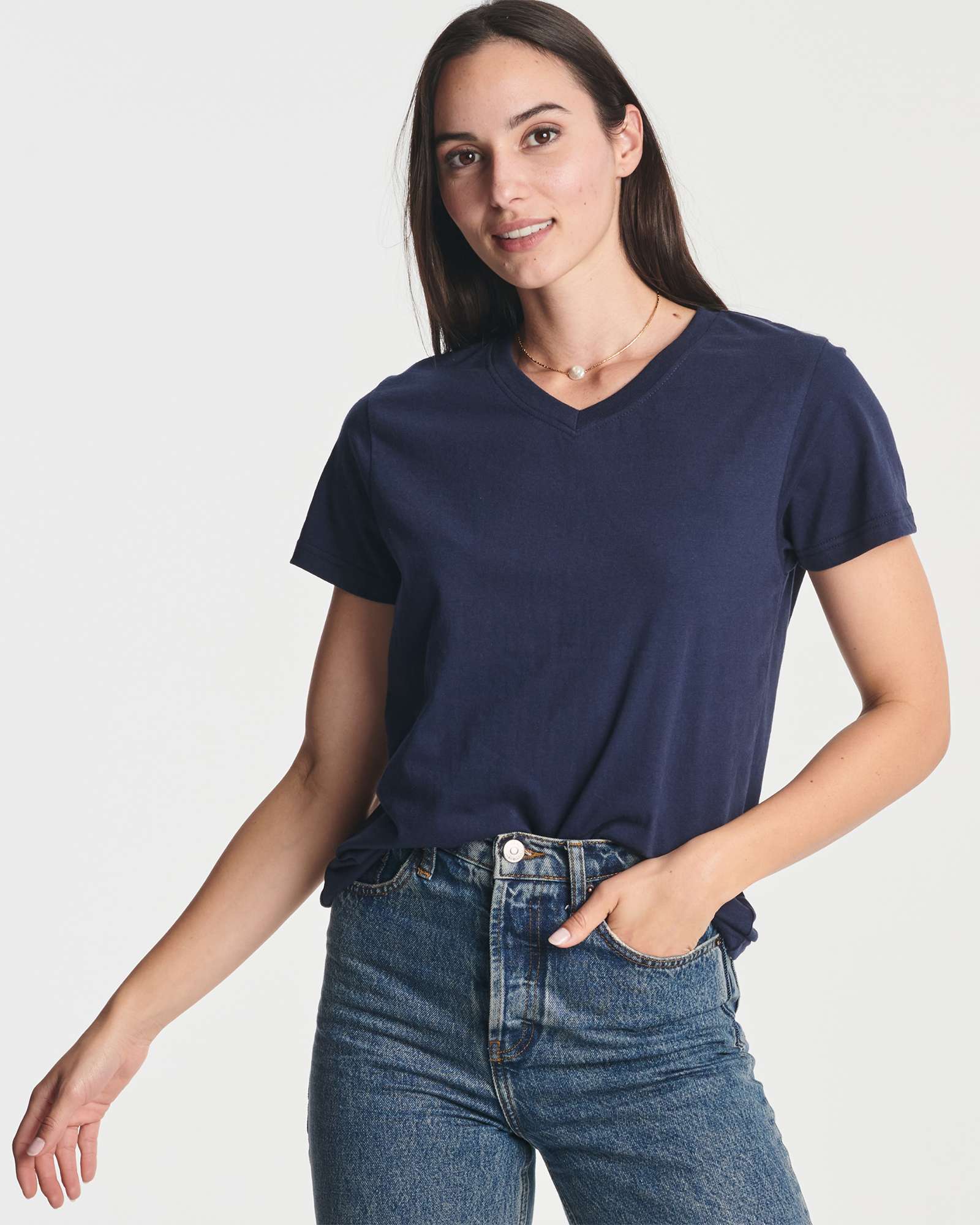 4 Pack: Women's Short-Sleeve V-Neck T-Shirt (Available in Plus Size)