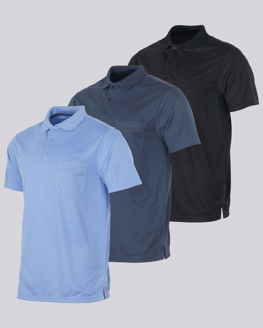 3 Pack: Men's Short Sleeve Dry-Fit Polo Shirt (Available in Big & Tall)