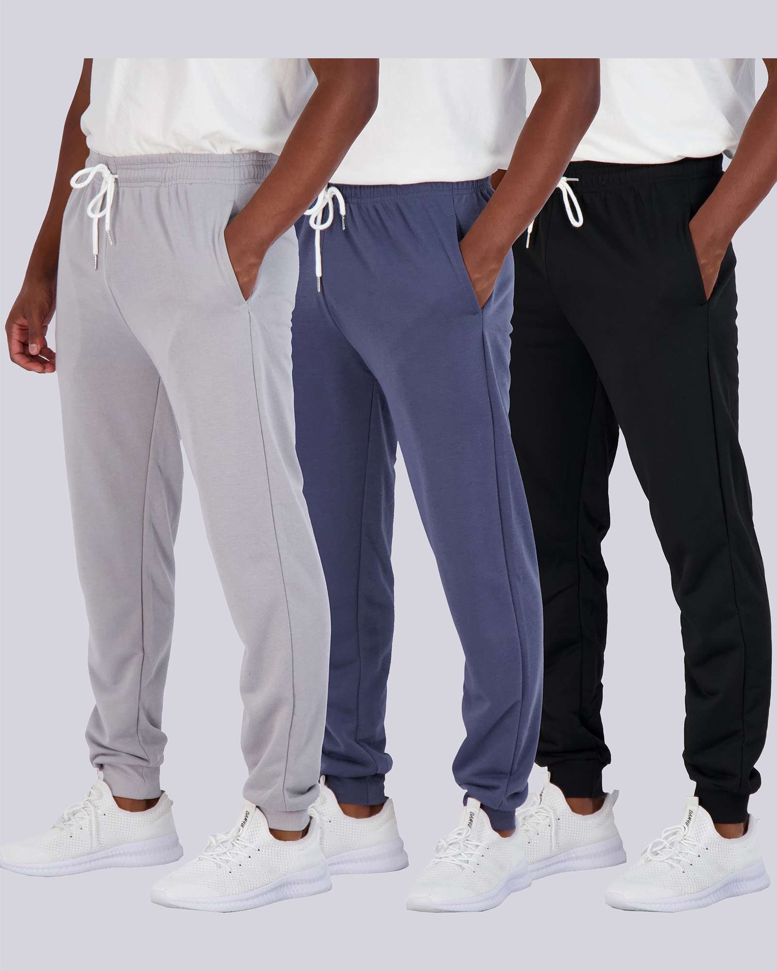 3 Pack: Mens French Terry Casual Jogger Sweatpants
