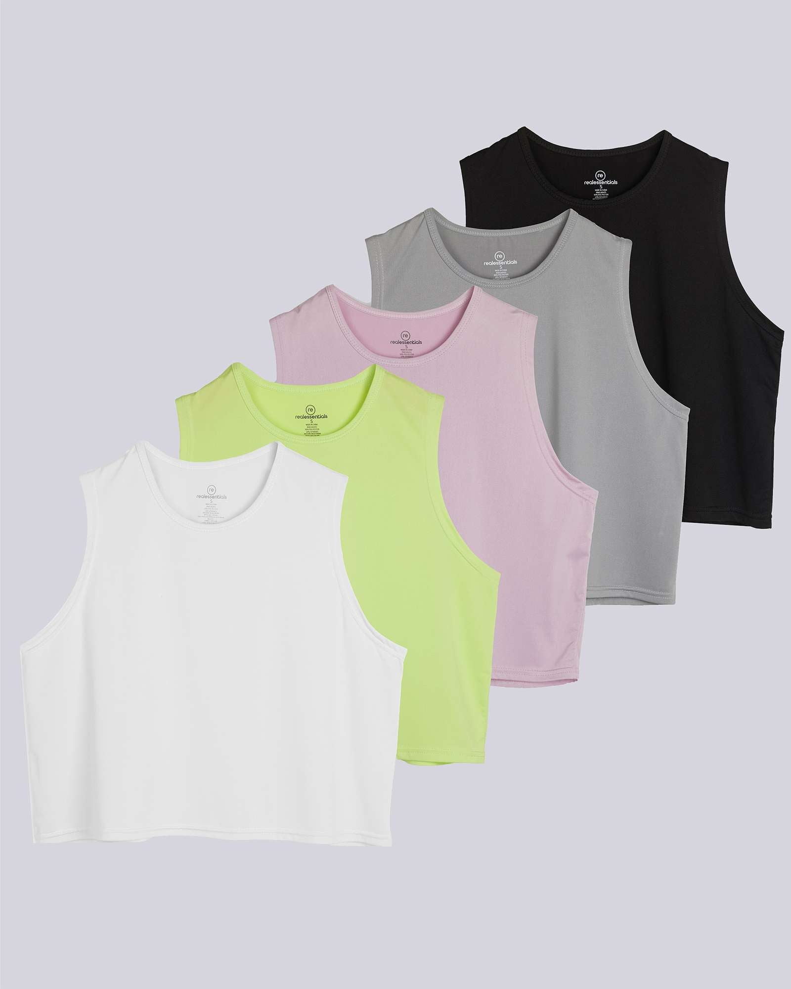 5 Pack: Women's Dry Fit Crop Tank Top