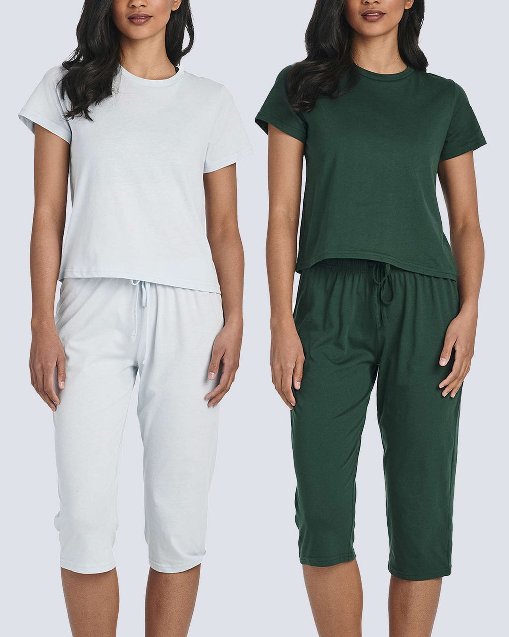 2 Pack: Women's Cotton Pajamas with Capri Pants