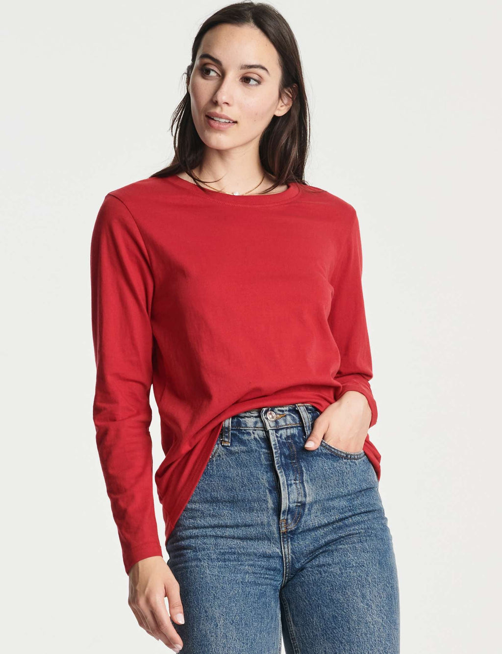 4 Pack: Women's Cotton Classic-Fit Long-Sleeve Crewneck T-Shirt (Available in Plus Size)