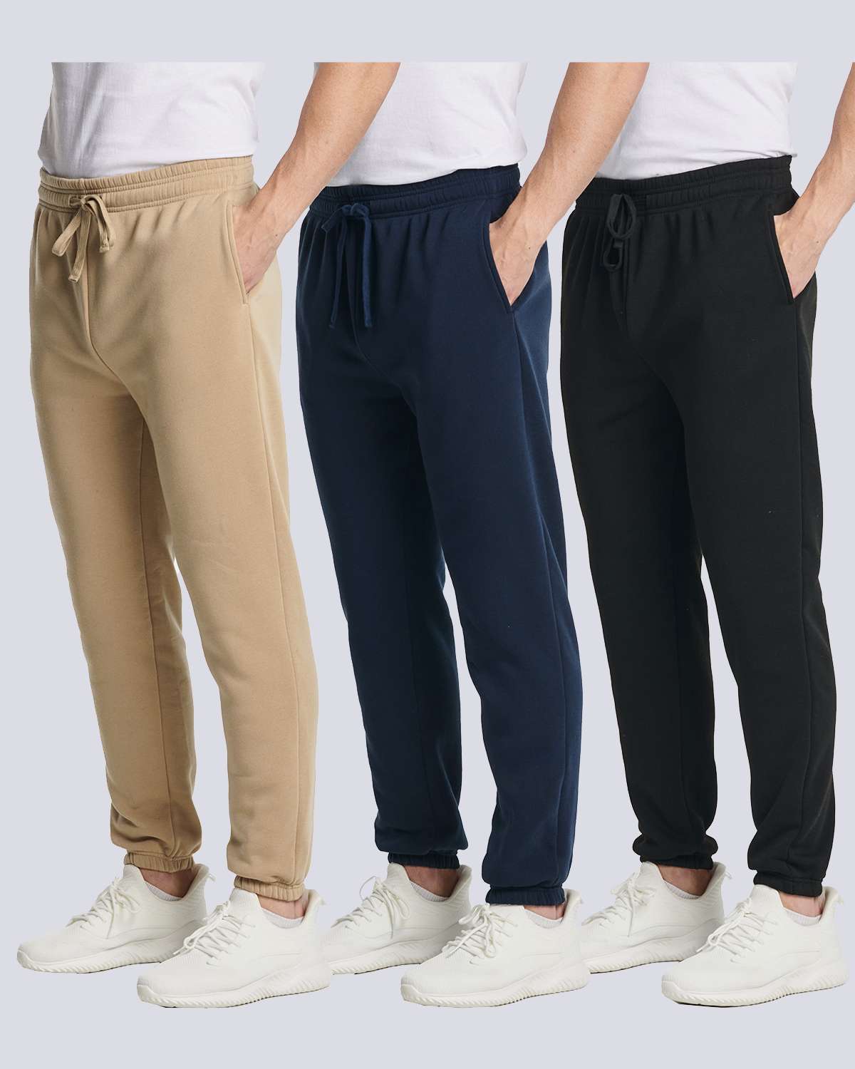 3 Pack: Men's Fleece Jogger Sweatpants (Available in Big & Tall)