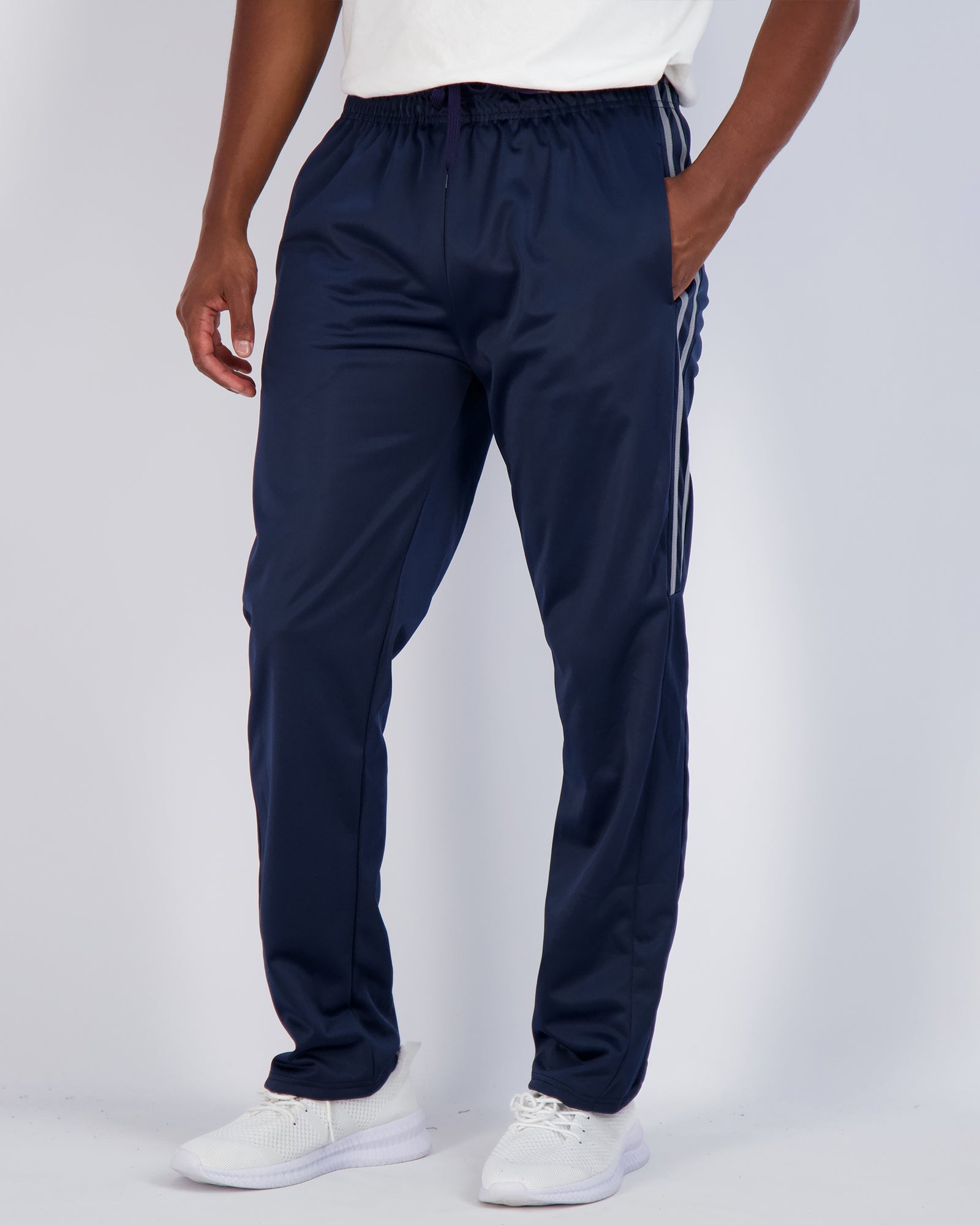 3 Pack: Mens Active Athletic Casual Tricot Open Bottom Sweatpants with Pockets (Available in Big & Tall)
