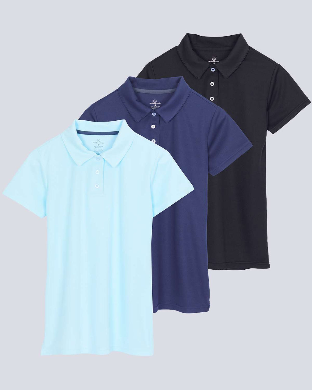 3 Pack: Womens Short Sleeve Dry-Fit Performance Polo Shirt (Available In Plus Size)