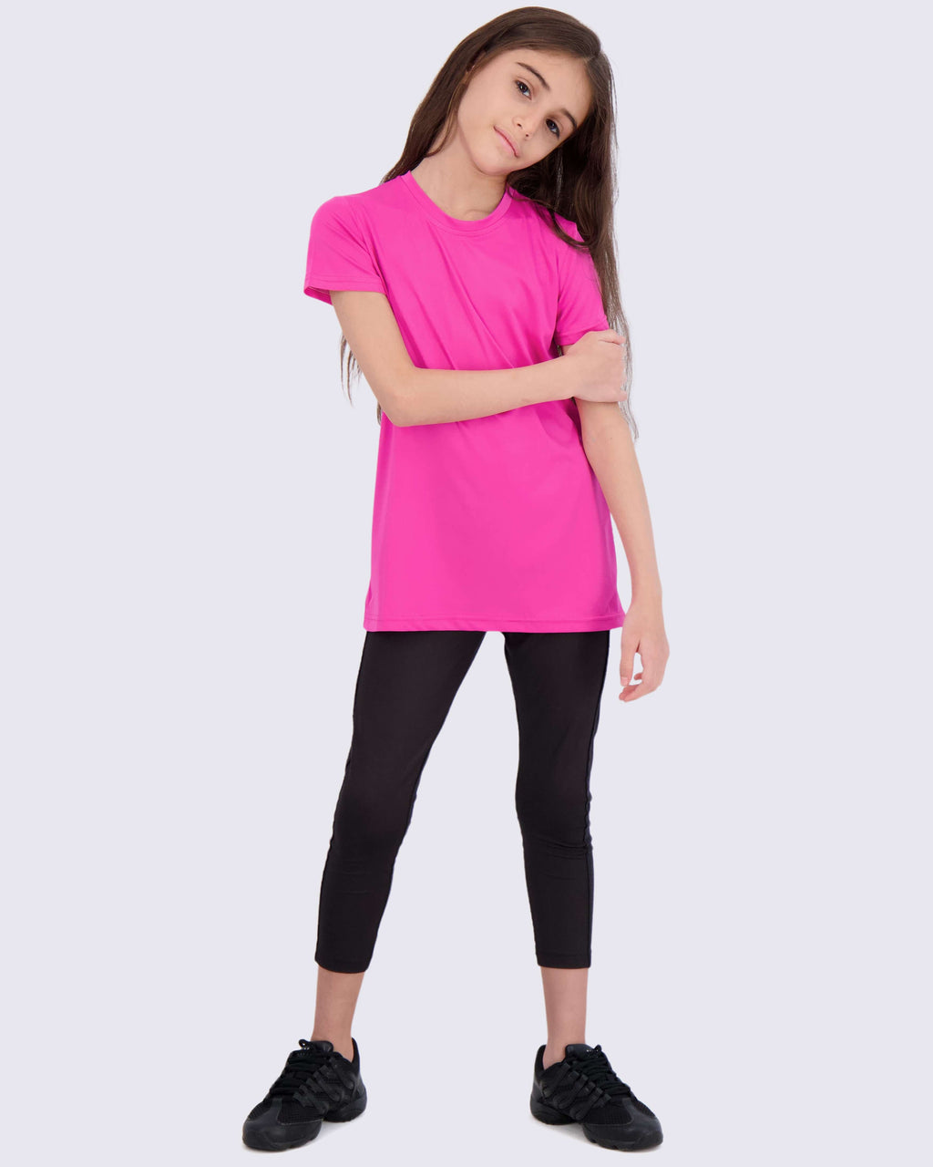 4 Pack: Girls Short Sleeve Dry-Fit Crew Neck Active T-Shirt