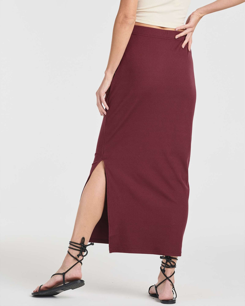3 Pack: Women's Ribbed High Waisted Maxi Skirt