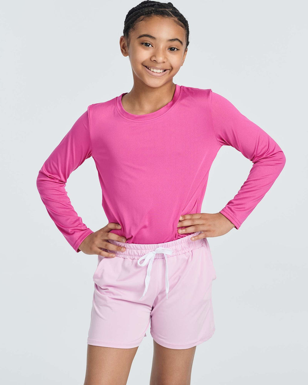 4 Pack: Girls Dry-Fit Long Sleeve Active Crew Neck T-Shirt