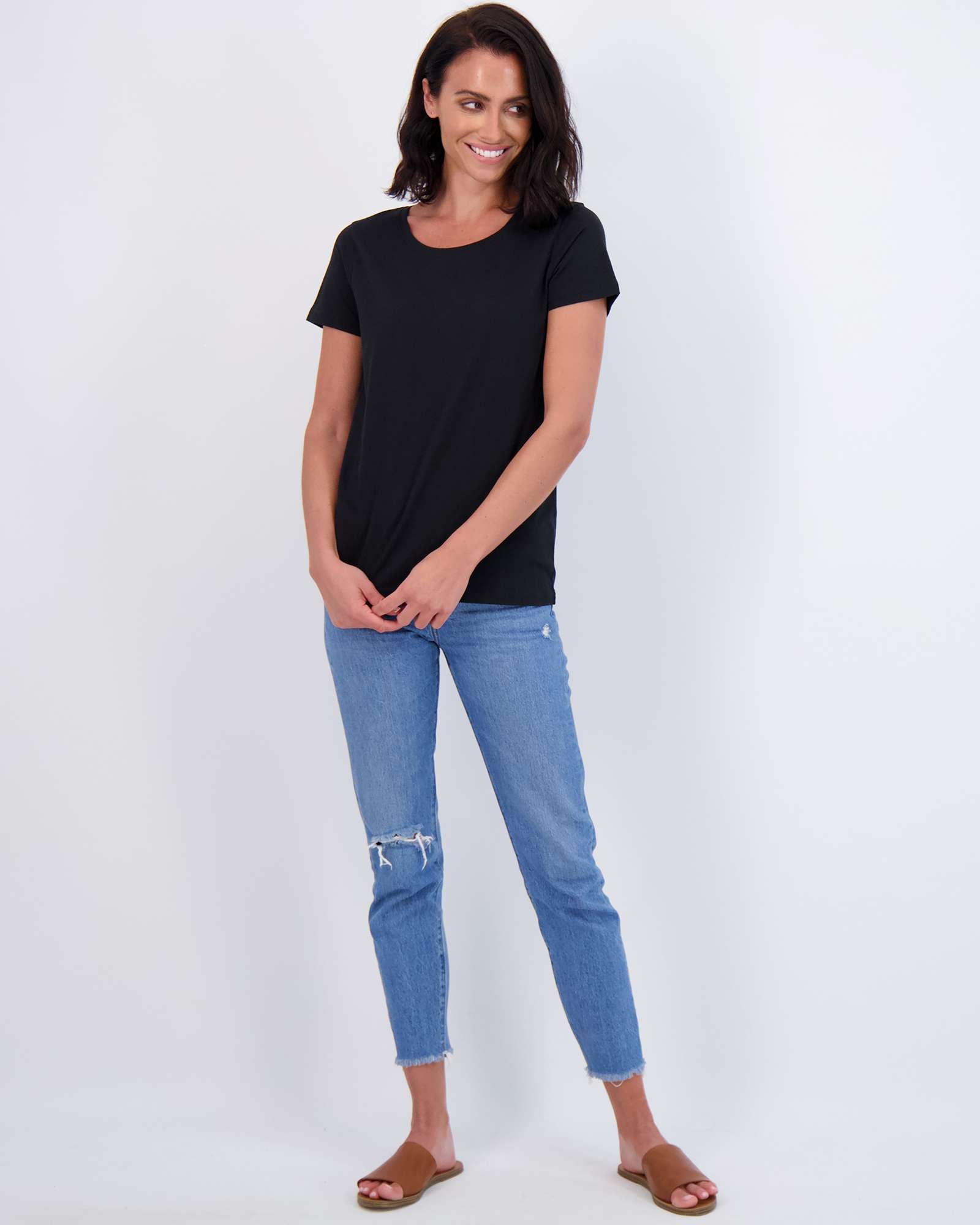 4 Pack: Womens Classic-Fit Cotton Short-Sleeve Scoop Neck T-Shirt