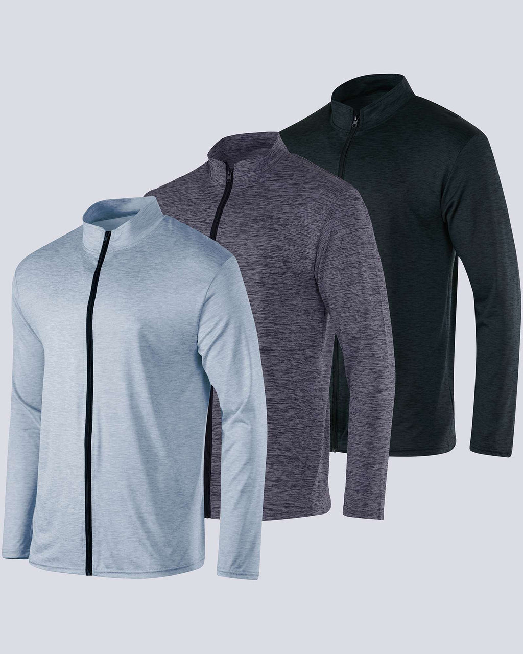 3 Pack: Mens Dry-Fit Full Zip Mock Neck Jacket