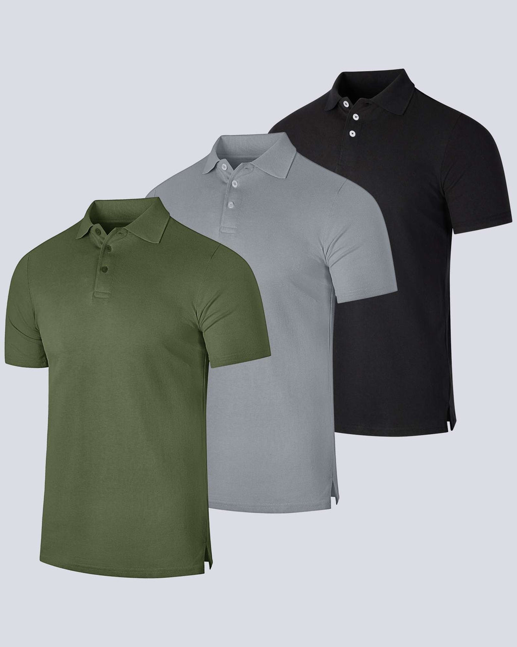 3 Pack: Mens Cotton Pique Short Sleeve Polo Shirt