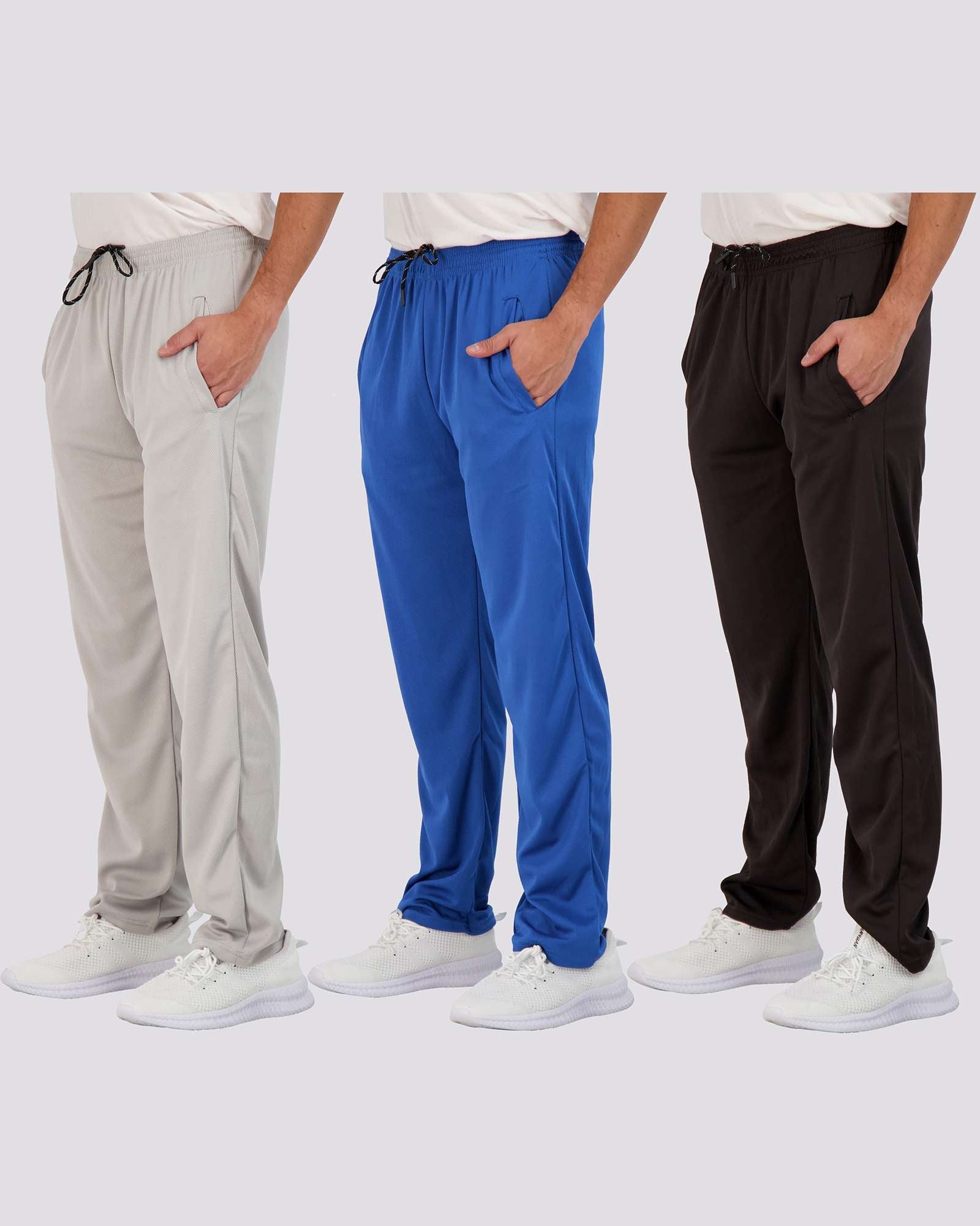 3 Pack: Mens Mesh Active Open Bottom Sweatpants