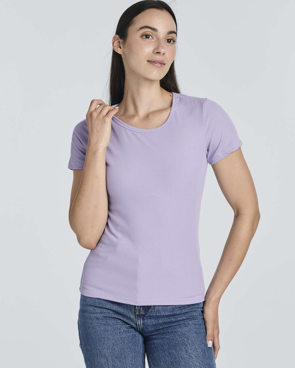 4 Pack: Women's Ribbed Knit Short Sleeve T-Shirt (Available in Plus)