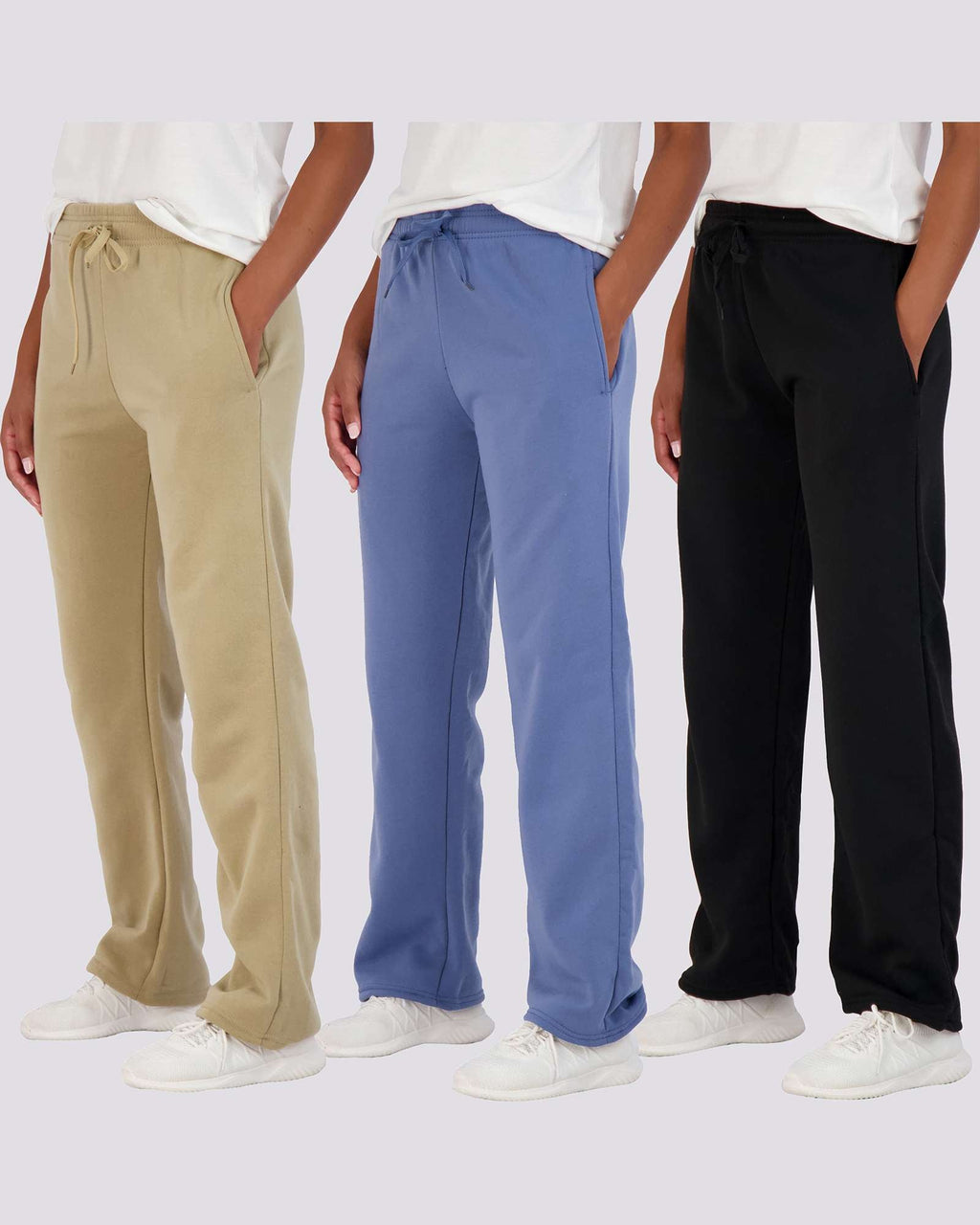 3 Pack: Womens Fleece Open Bottom Sweatpants