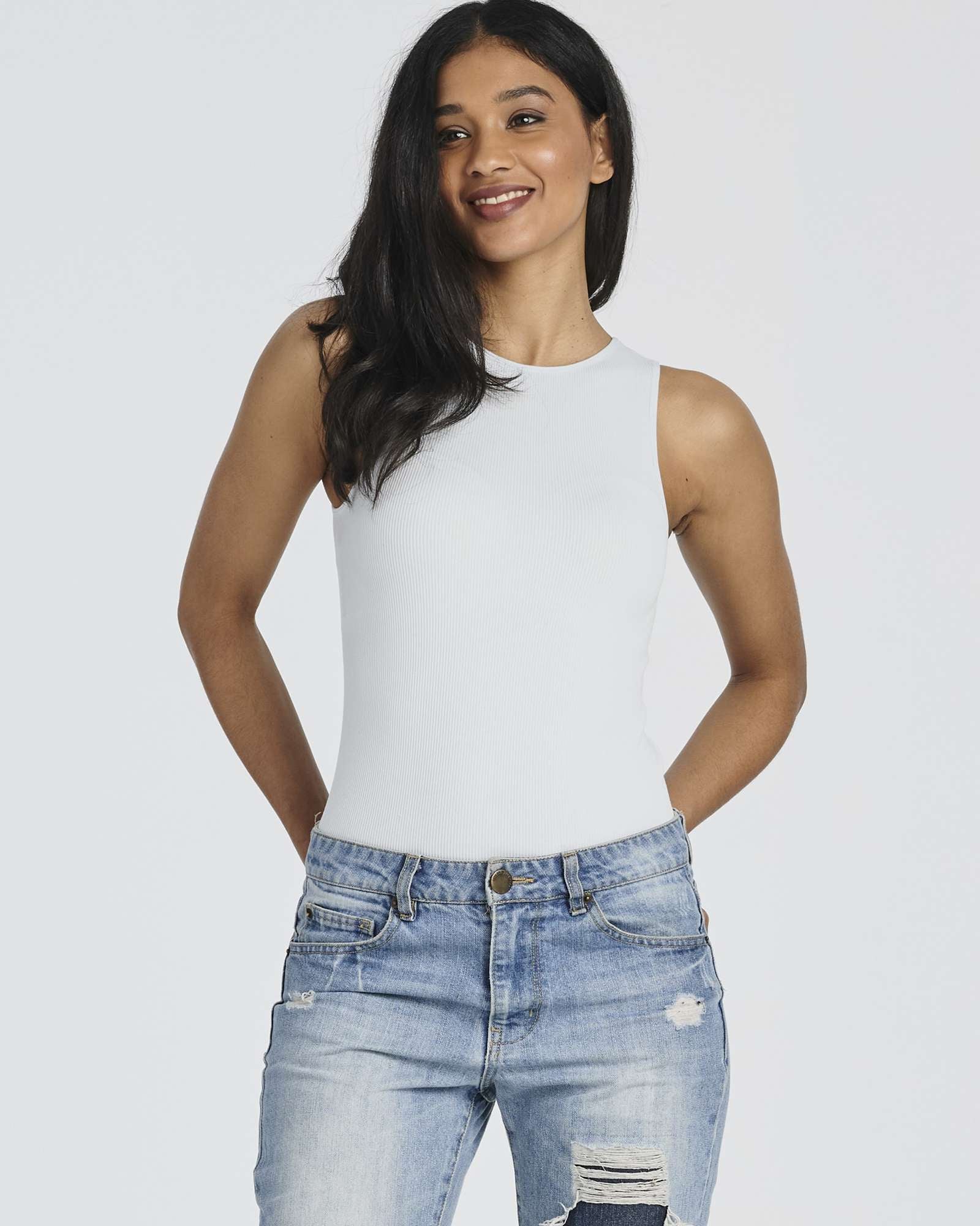 3 Pack: Women's Ribbed Sleeveless Bodysuit Tank Tops