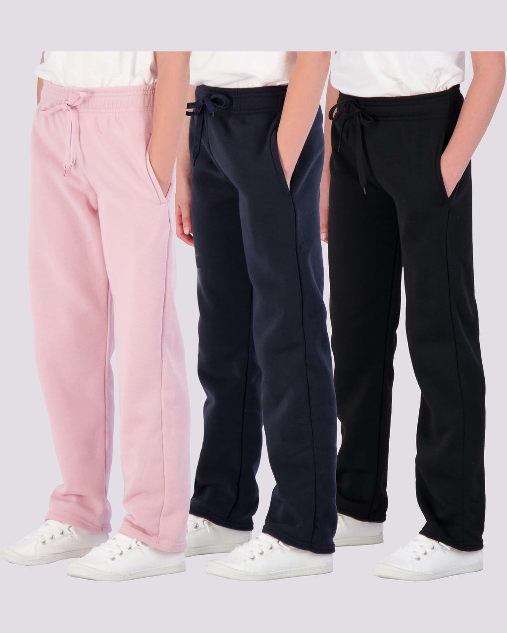 3 Pack: Girls Fleece Open Bottom Sweatpants