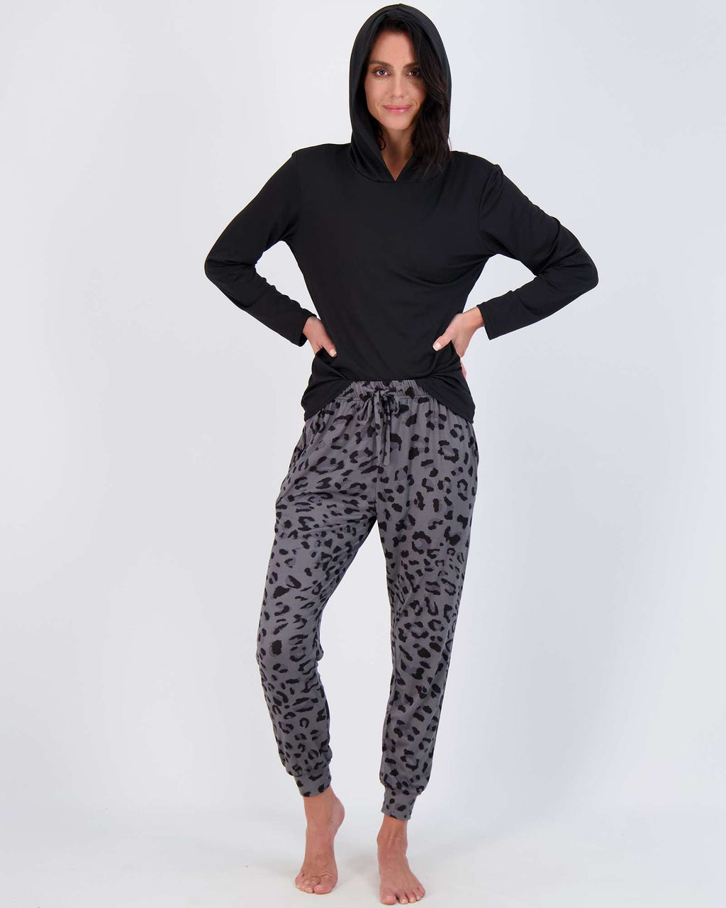 4 Piece: Womens Long Sleeve Henley & Jogger Lounge Pajama Set