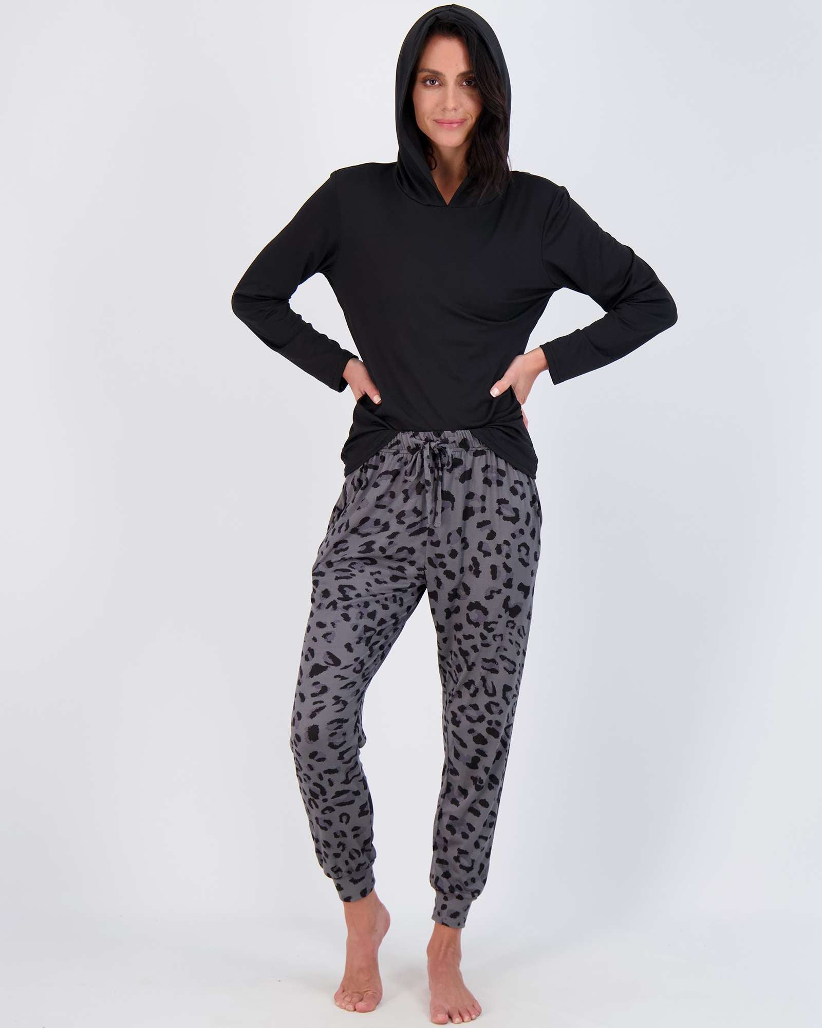 4 Piece: Womens Long Sleeve Henley & Jogger Lounge Pajama Set