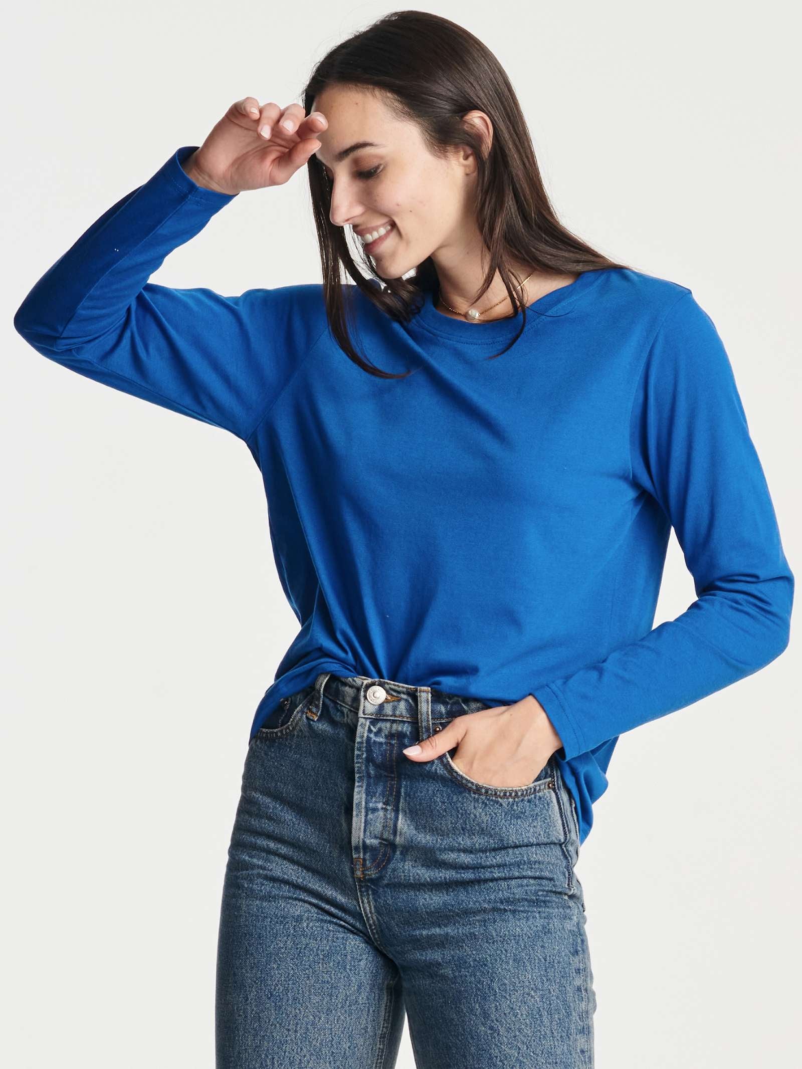 4 Pack: Women's Cotton Classic-Fit Long-Sleeve Crewneck T-Shirt (Available in Plus Size)