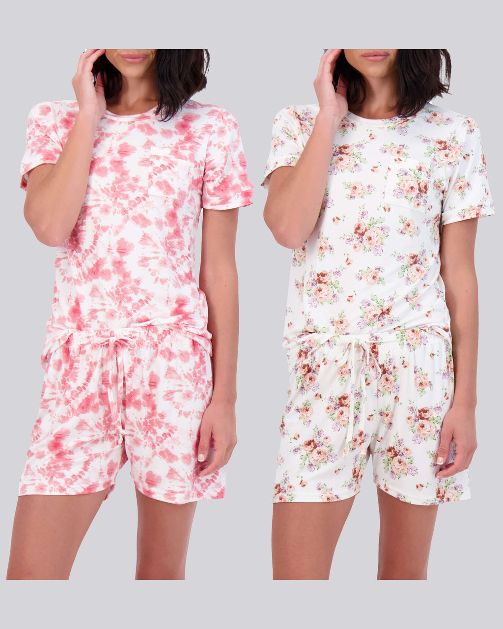 4 Piece: Womens Short Sleeve with Shorts Pajama Set