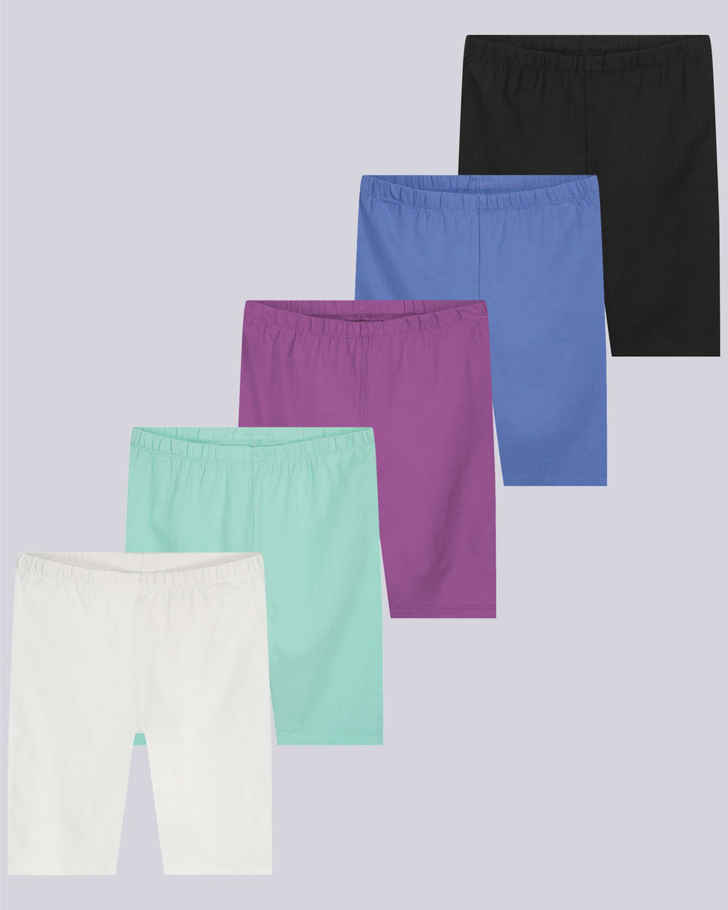 5 Pack: Girls' Cotton Spandex Biker Shorts