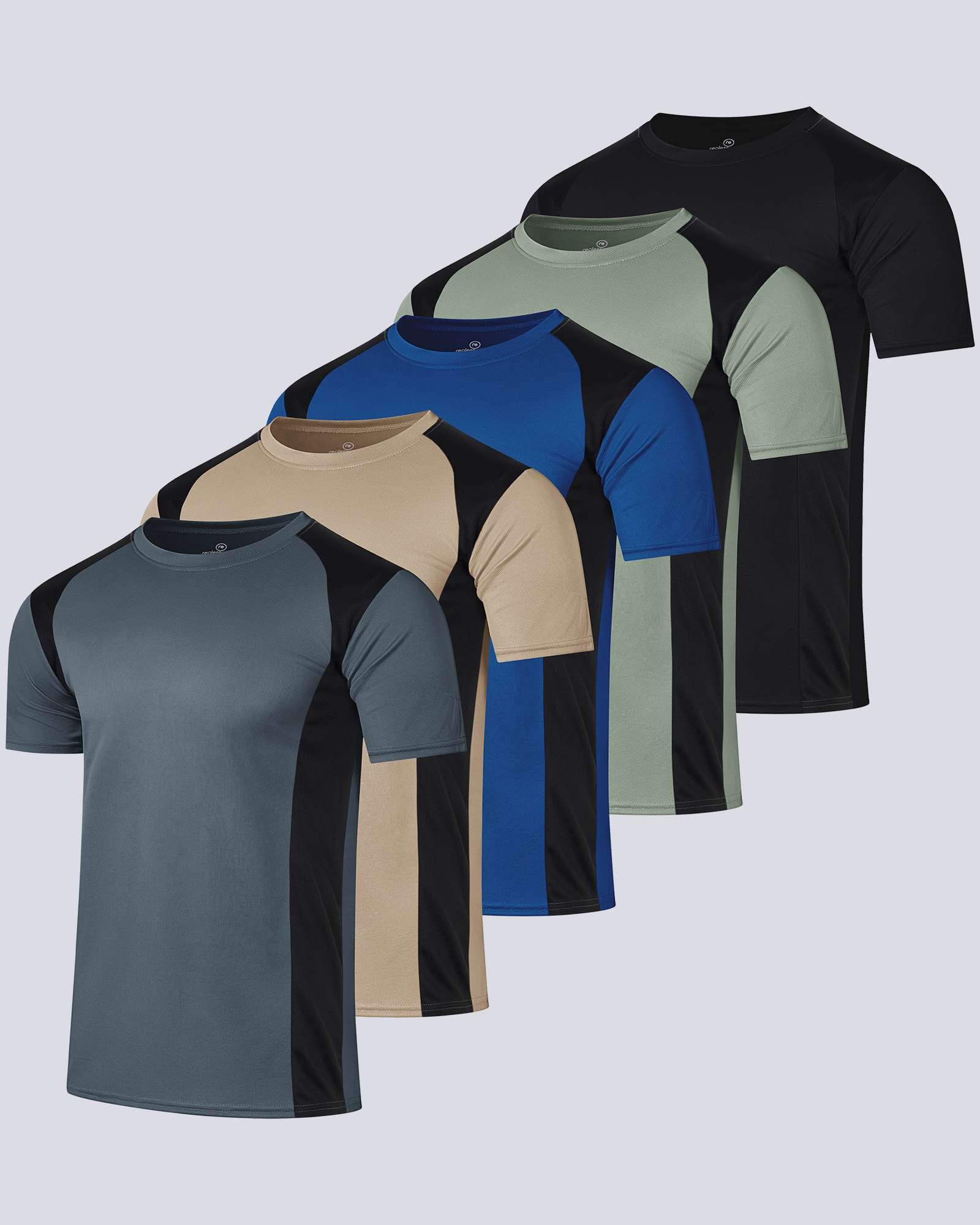 5 Pack: Men’s Active Quick Dry Mesh Crew Neck T Shirts Athletic Short Sleeve Tee (Available In Big & Tall)