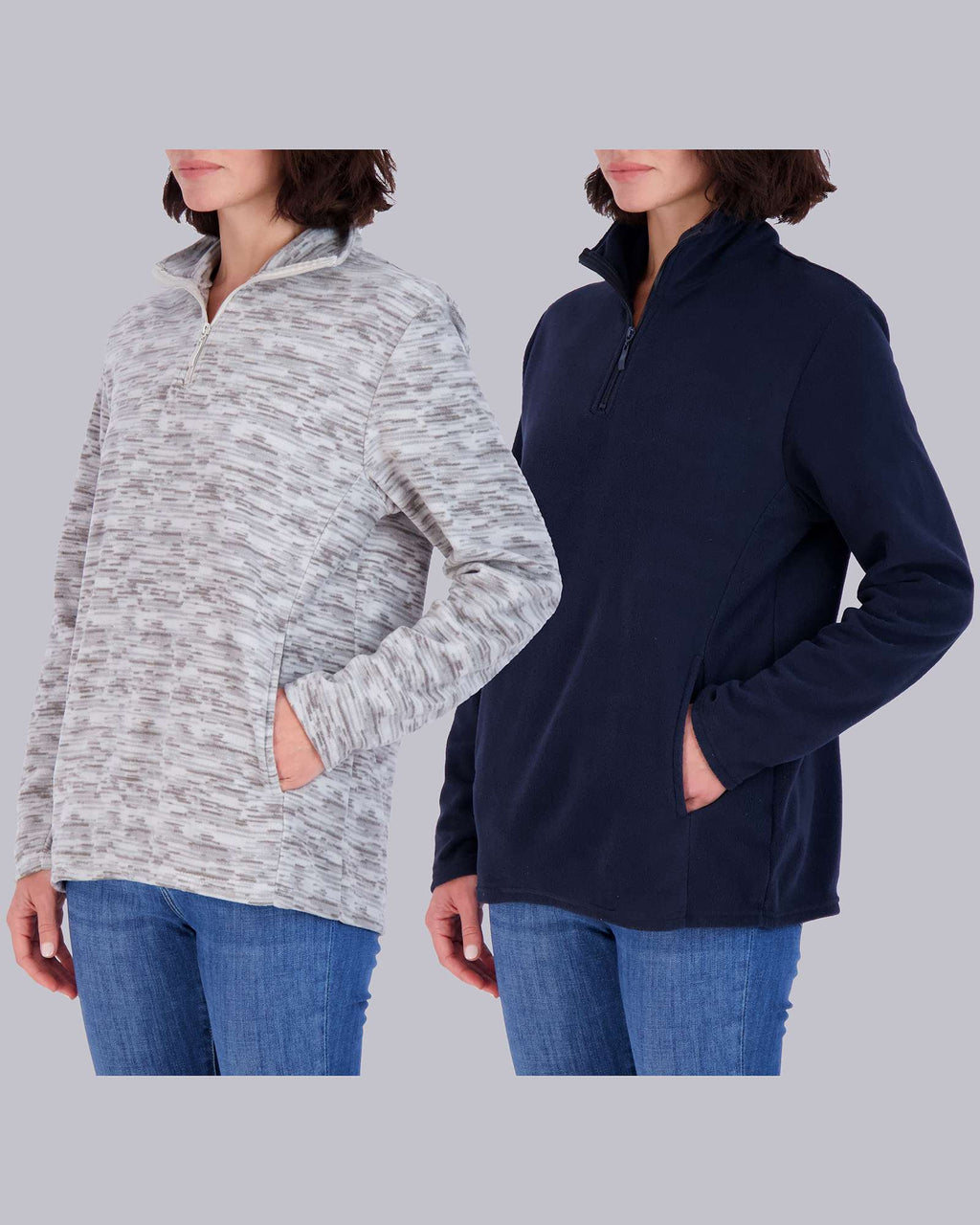 2 Pack: Women's Polar Fleece Long-Sleeve Quarter Zip Winter Jacket (Available in Plus Size)