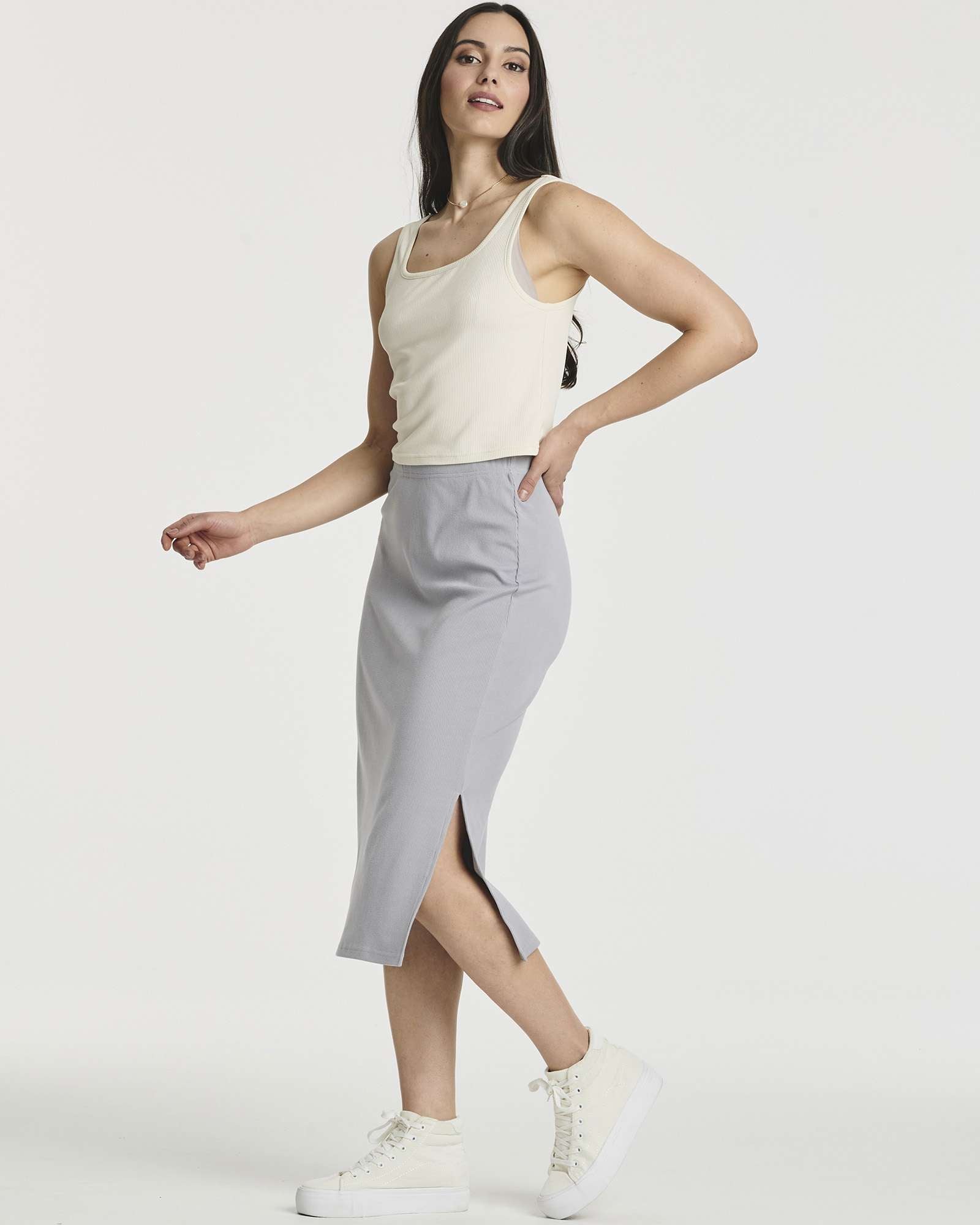 3 Pack: Women's Midi Ribbed Knit Skirt