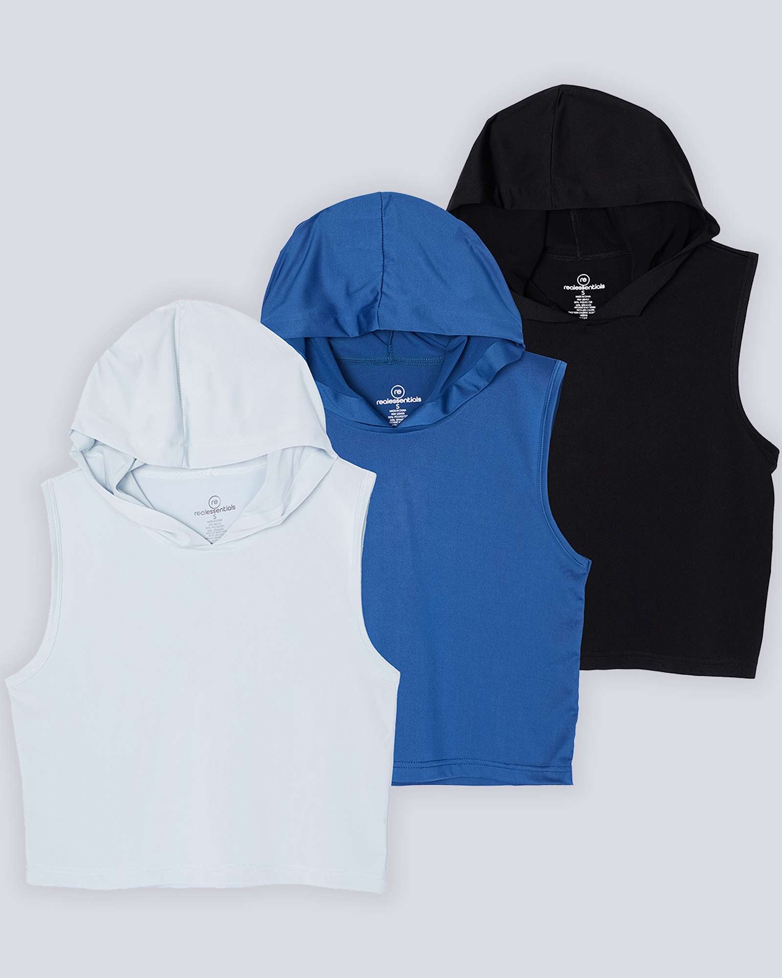 3 Pack: Women's Sleeveless Cropped Tank Top Hoodie