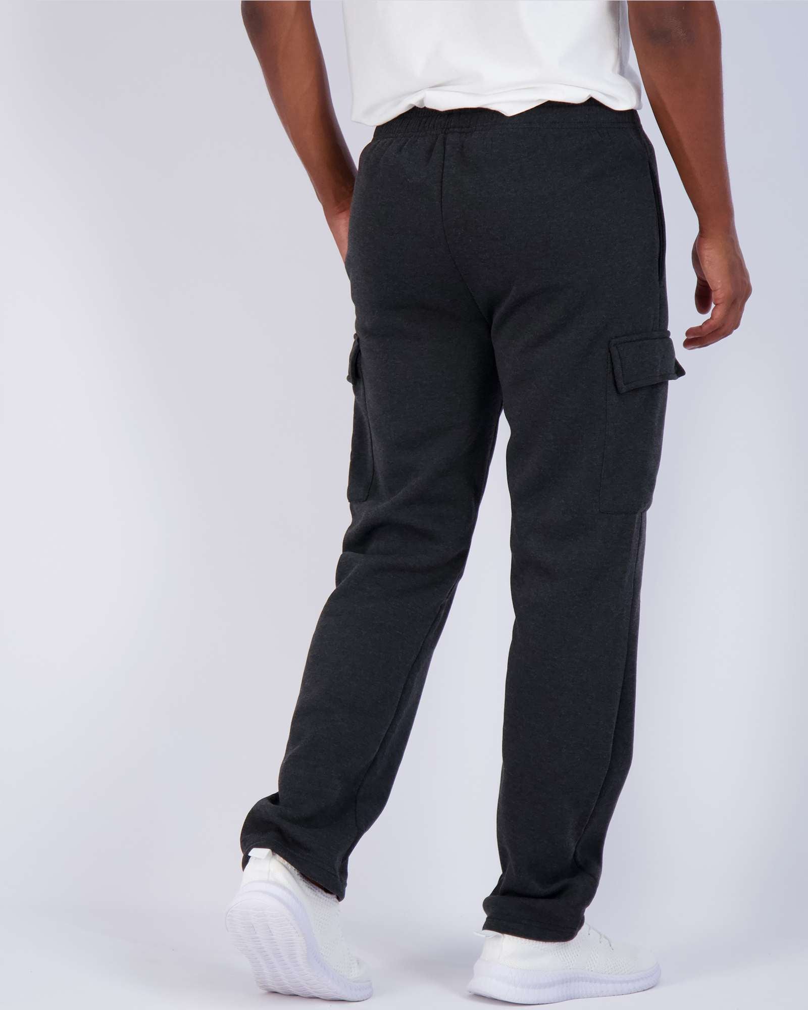 3 Pack: Mens Fleece Cargo Open Bottom Sweatpants
