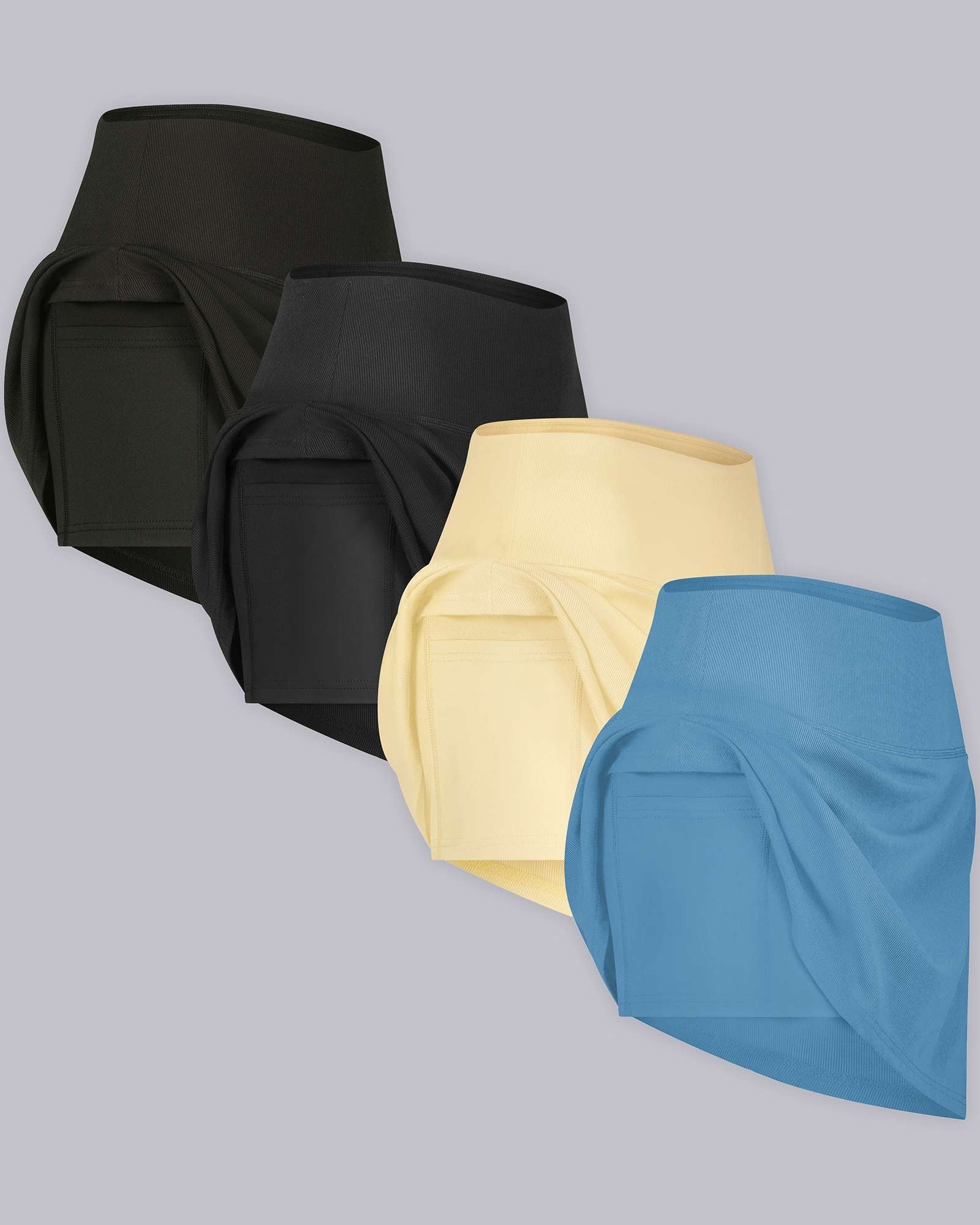 4 Pack: Women's Ribbed Active Skort with Pockets