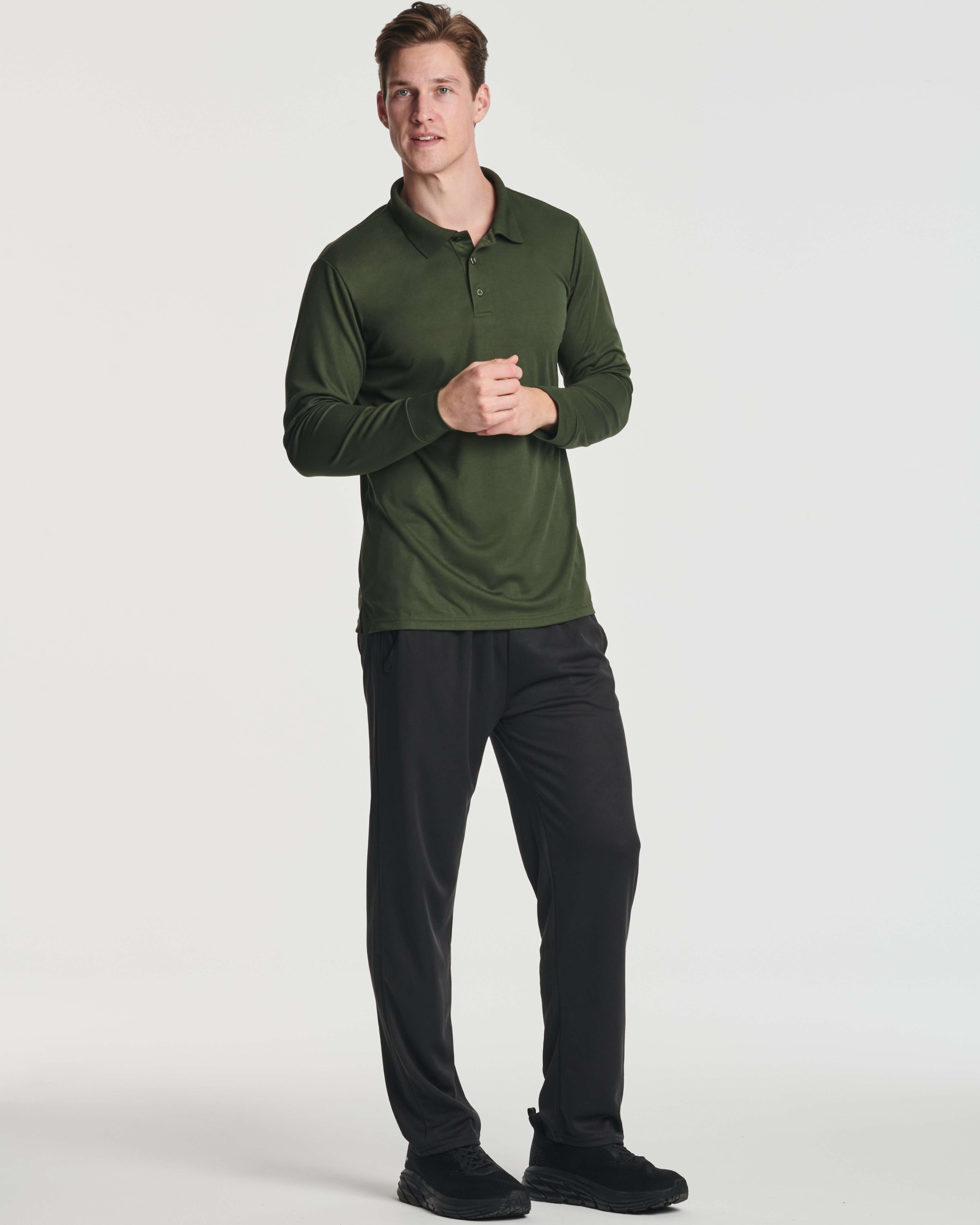 3 Pack: Men's Dry Fit Long-Sleeve Polo Shirt (Available in Big & Tall)