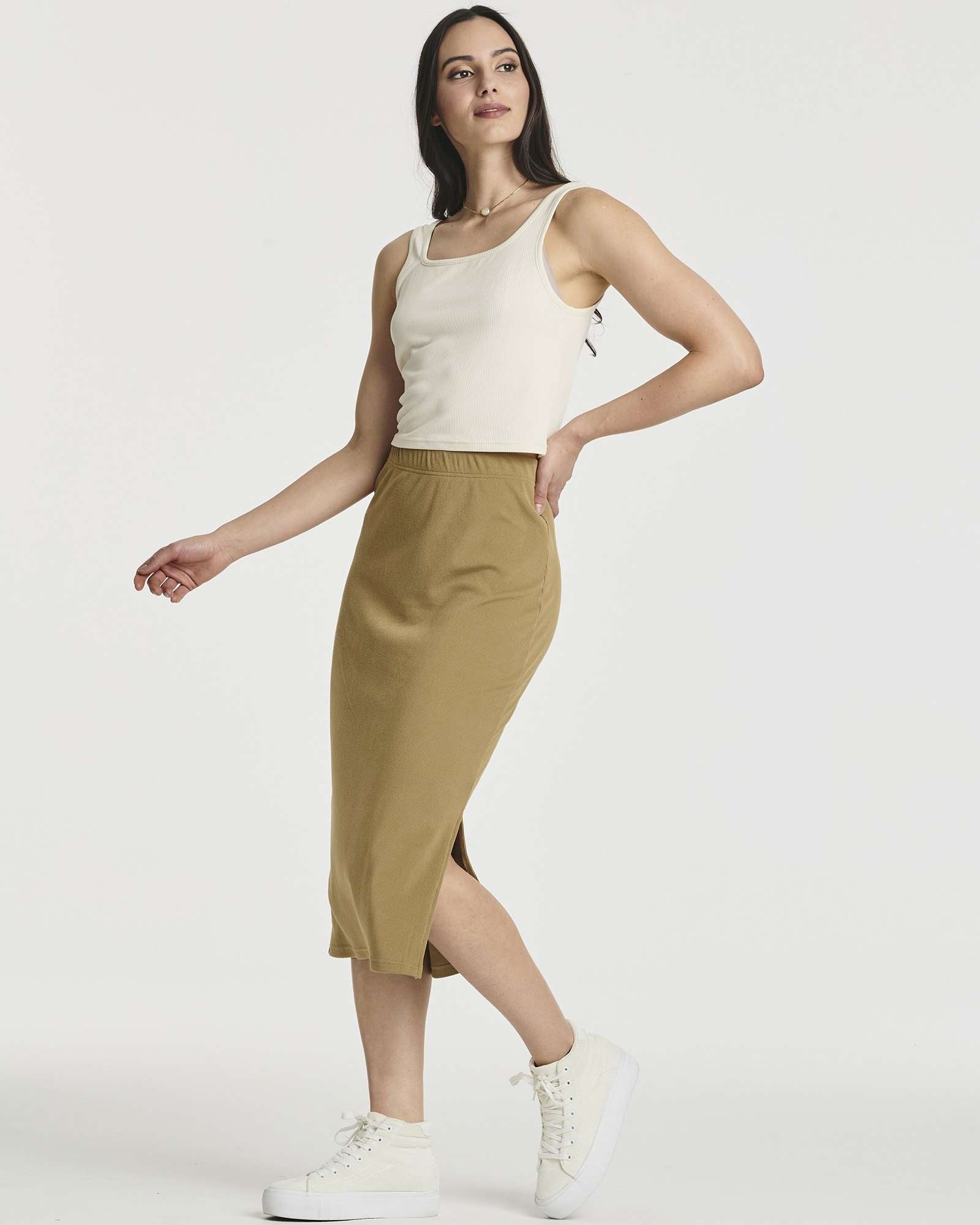 3 Pack: Women's Midi Ribbed Knit Skirt