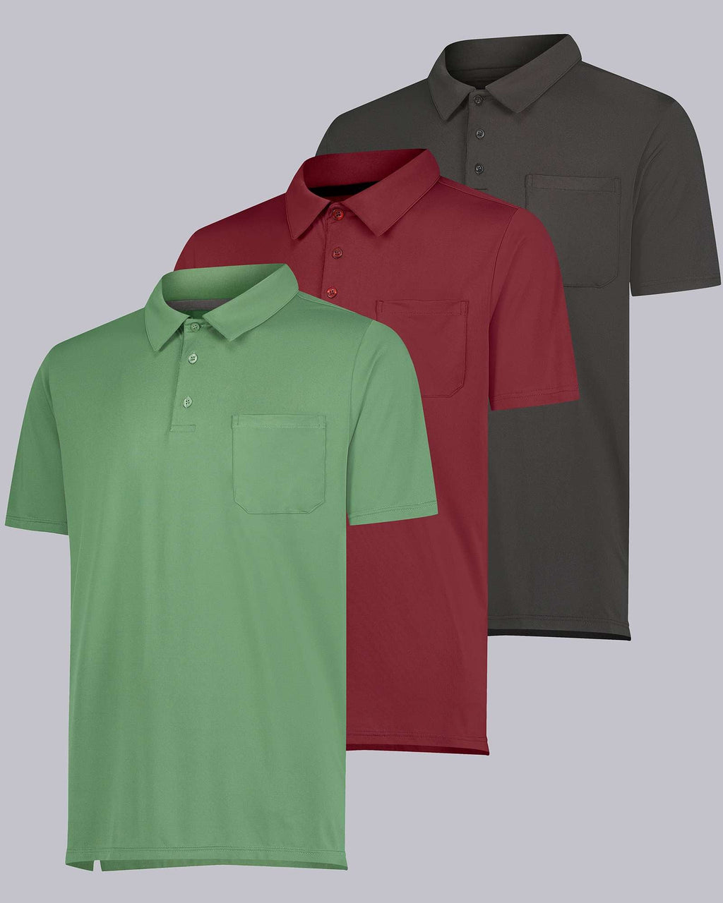 3 Pack: Men's Short Sleeve Pocket Polo Shirt (Available in Big & Tall)