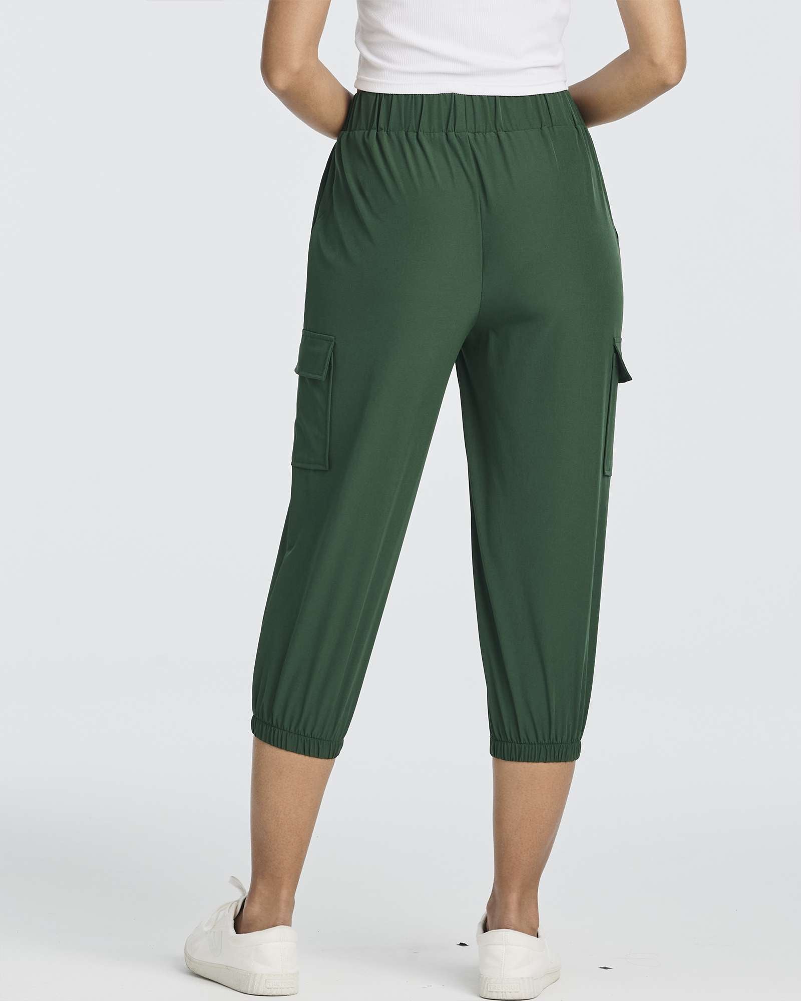 3 Pack: Women's Woven Cargo Capri Jogger Pants