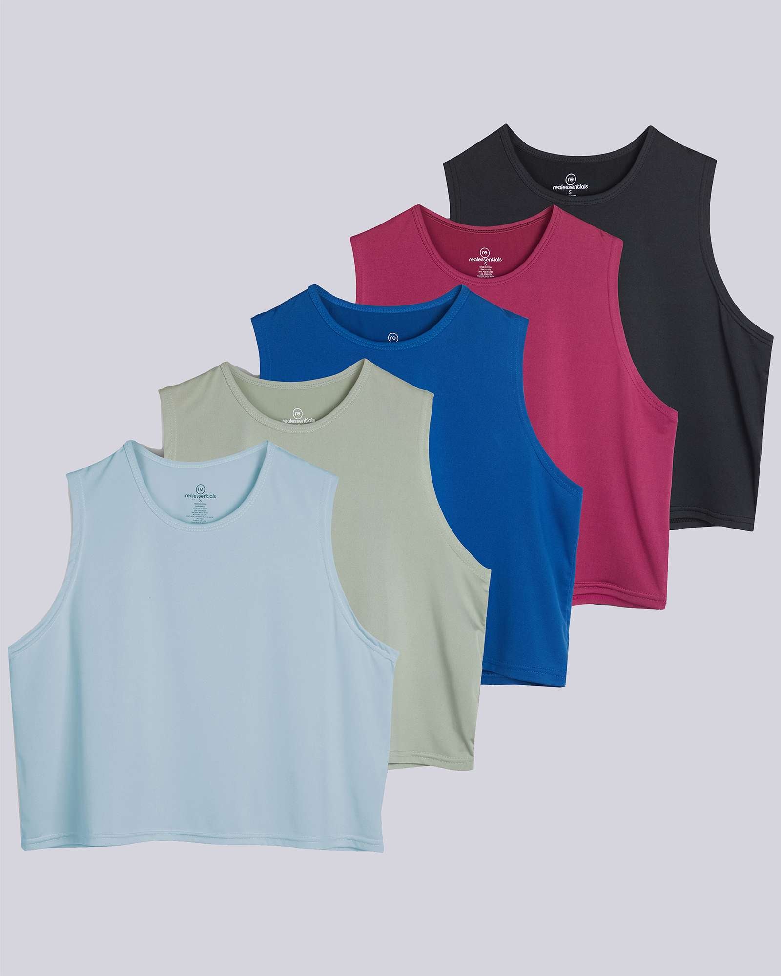 5 Pack: Women's Dry Fit Crop Tank Top