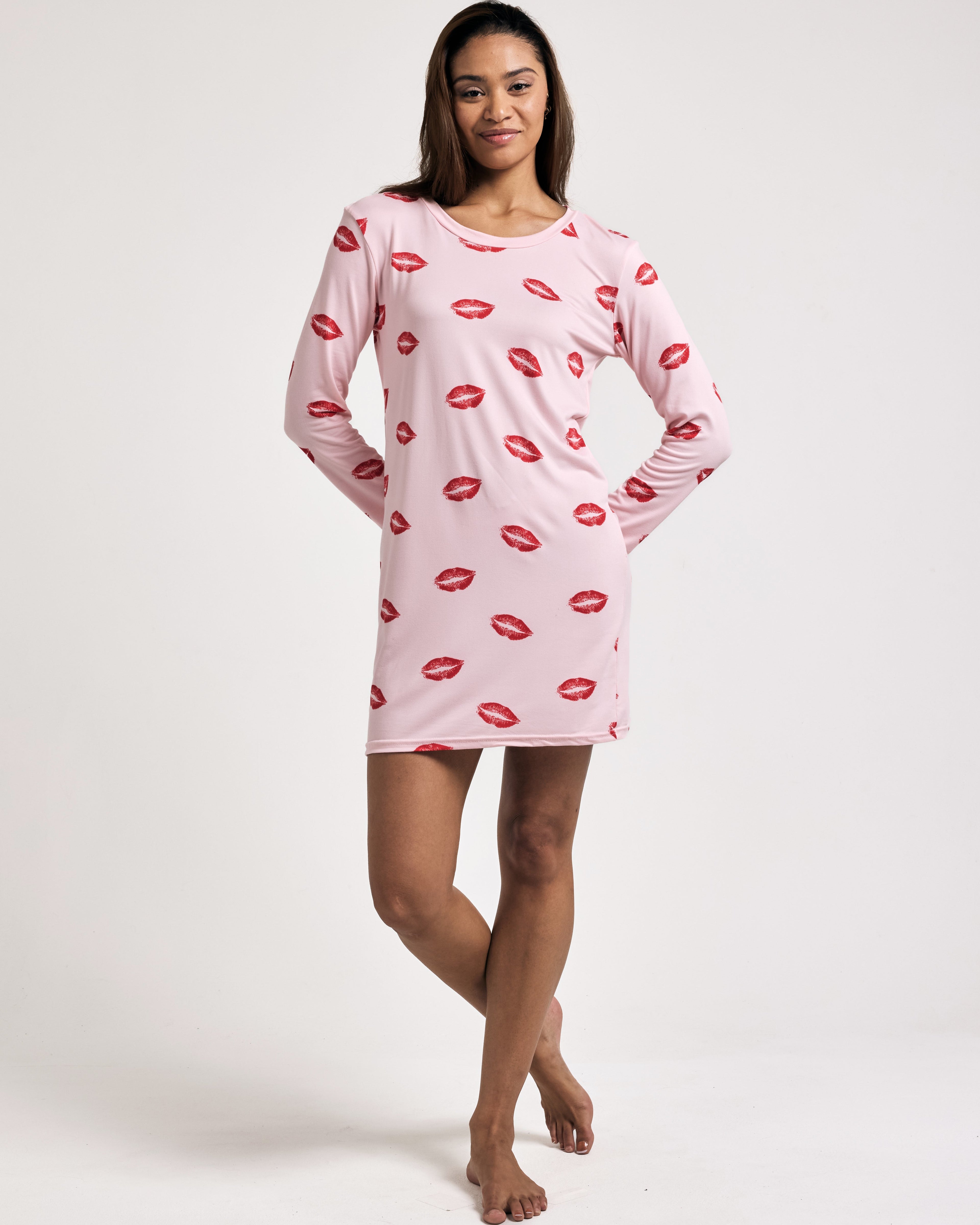 3 Pack: Womens Long Sleeve Ultra-Soft Nightshirt Sleep Dress