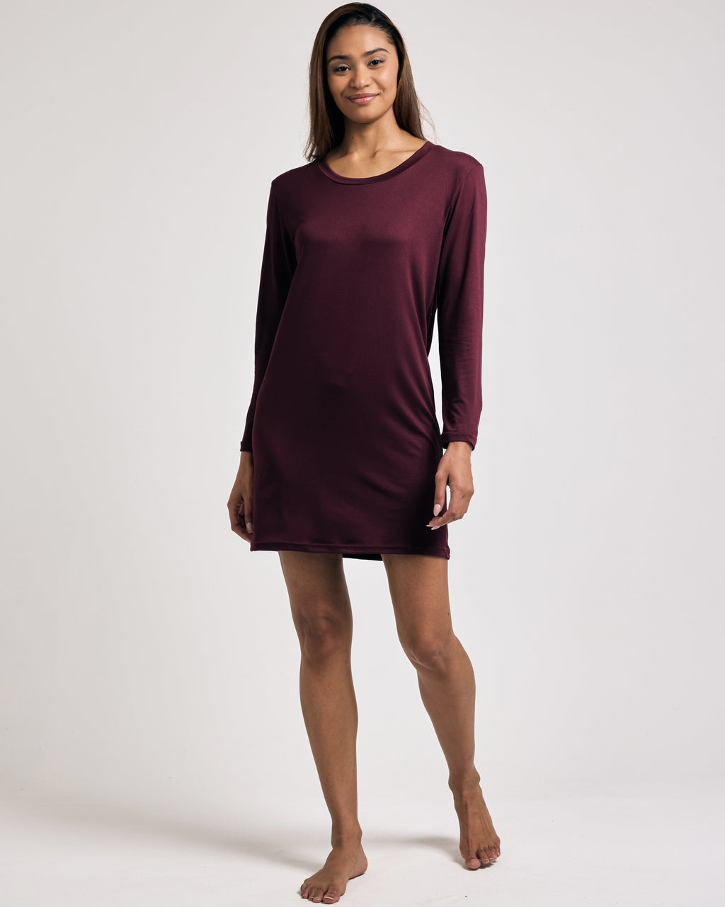 3 Pack: Womens Long Sleeve Ultra-Soft Nightshirt Sleep Dress