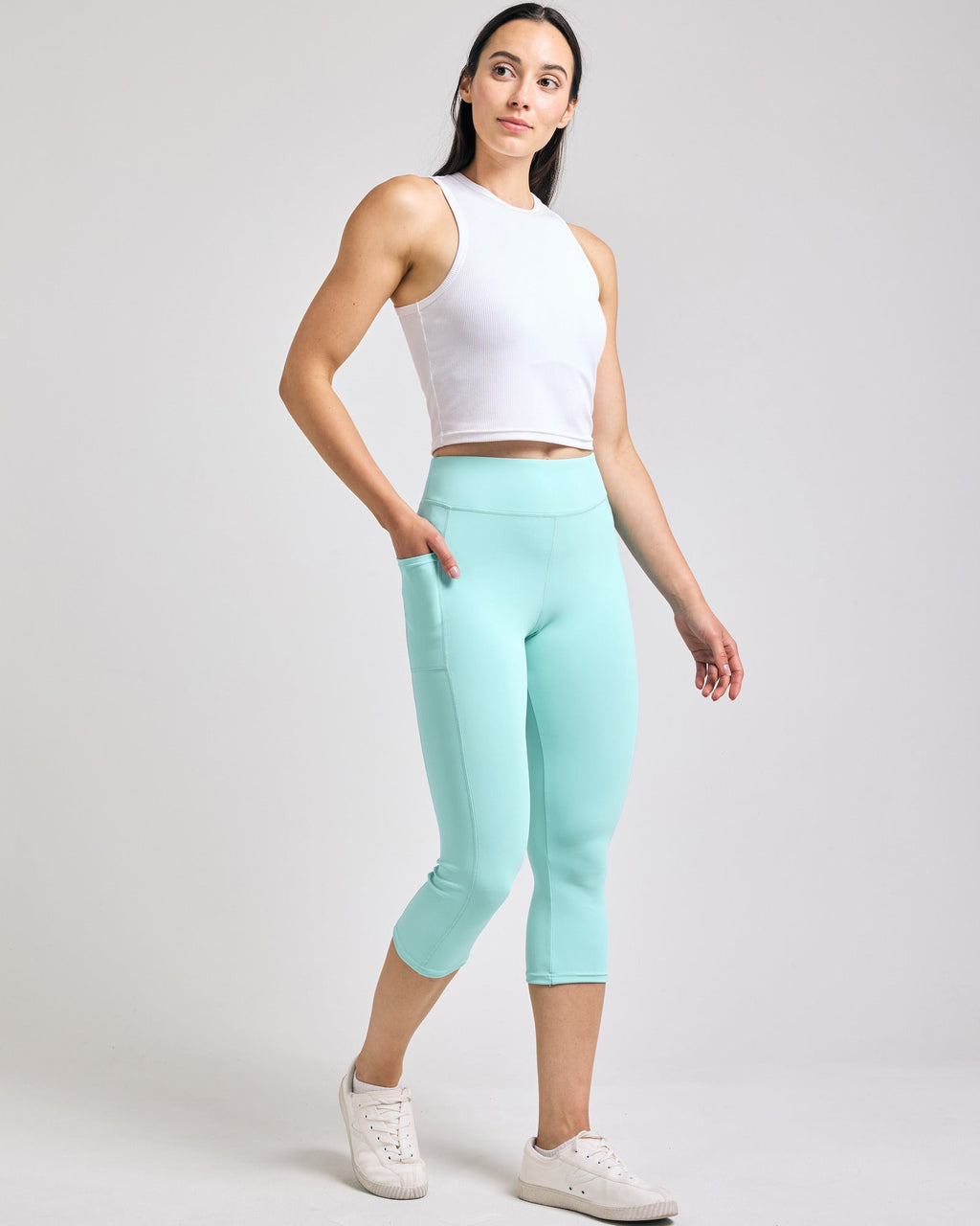 4 Pack: Women's Capri Leggings with Pockets (Available in Plus Size)