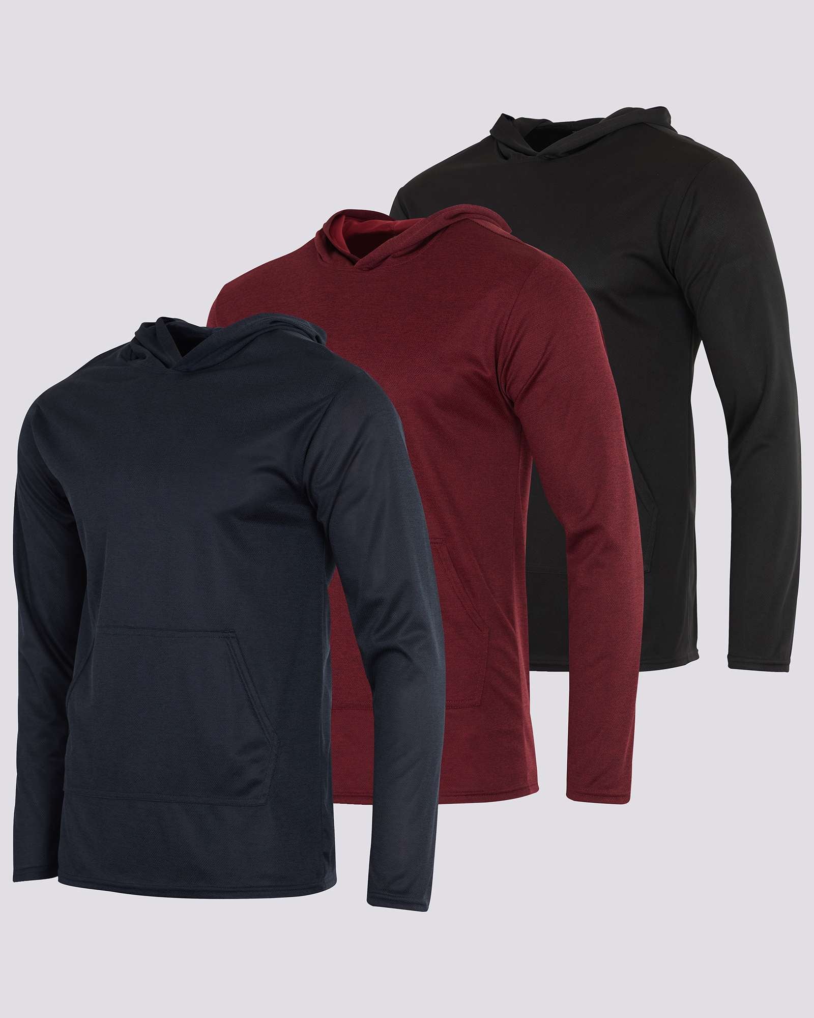 3 Pack: Mens Mesh Pullover Hoodie