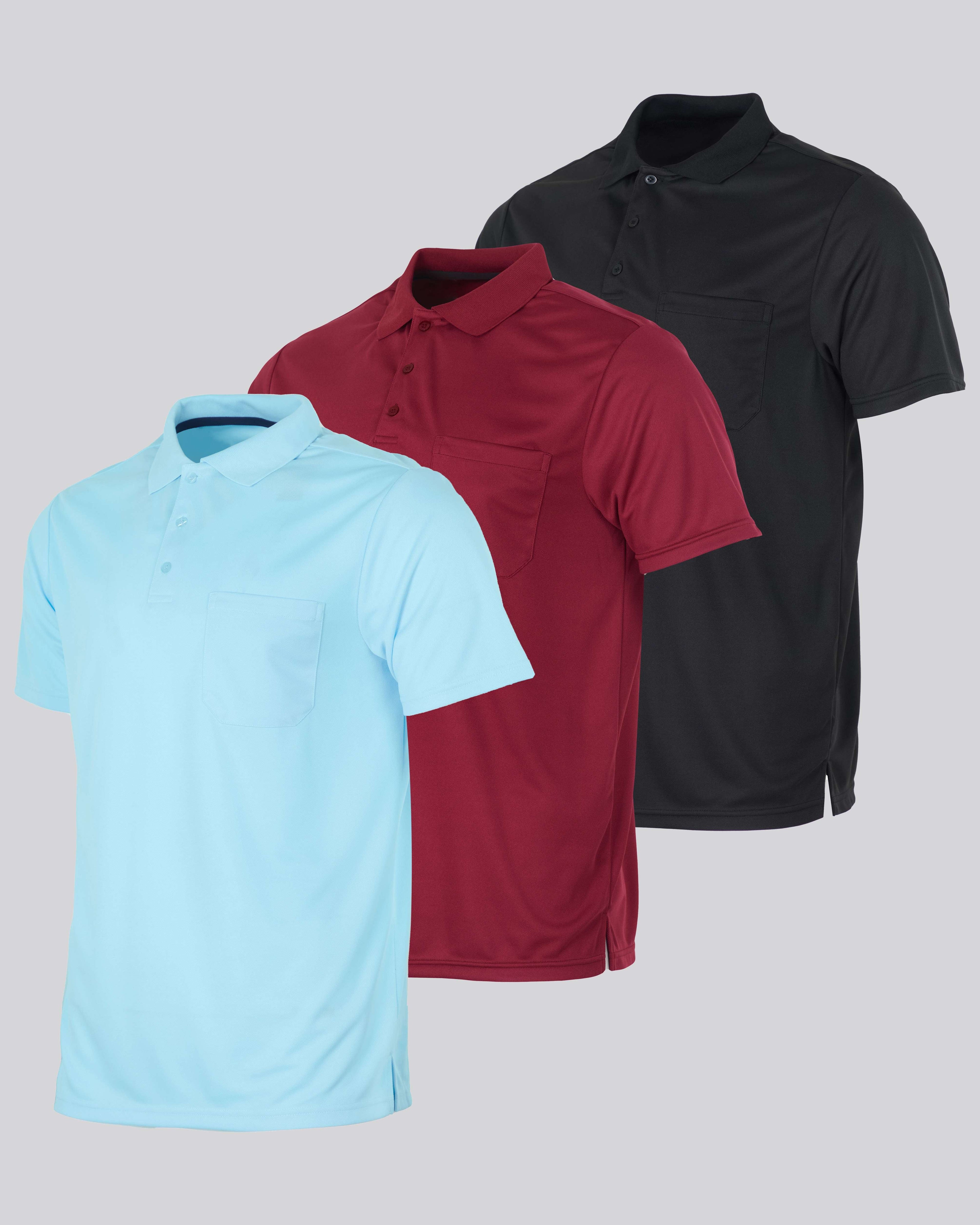 3 Pack: Men's Short Sleeve Dry-Fit Polo Shirt (Available in Big & Tall)